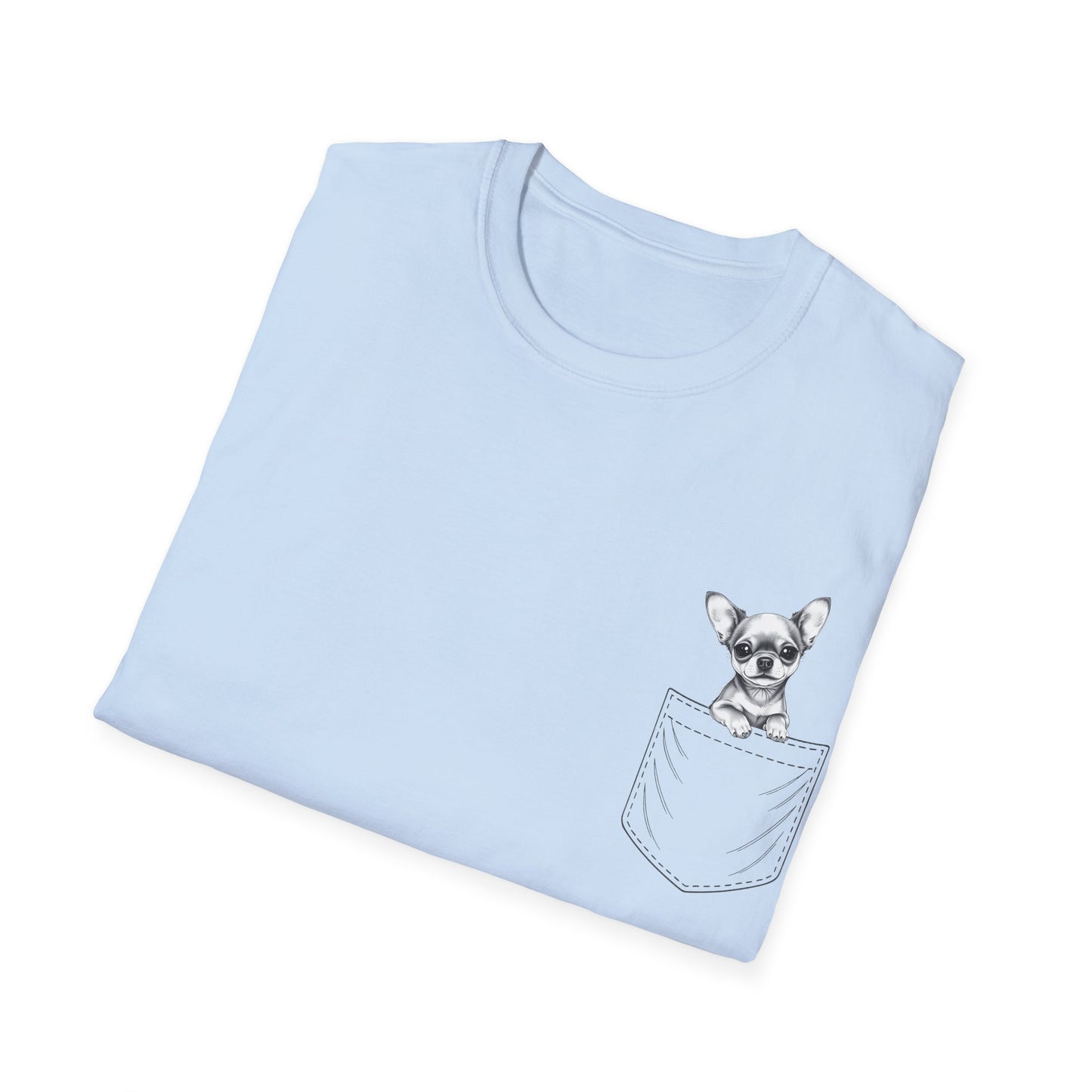 Chihuahua T Shirt – Faux Pocket Sketch Design – Unisex Fit