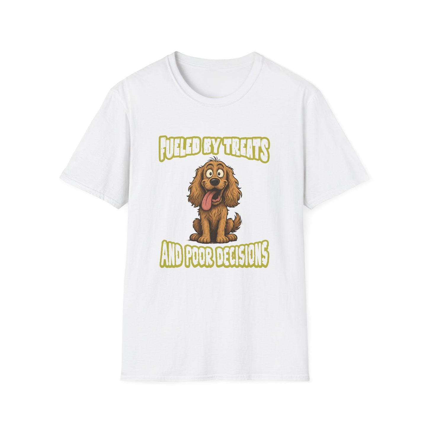 Cocker Spaniel T Shirt – 'Fueled by Treats & Poor Decisions' Cartoon Design – Unisex Fit