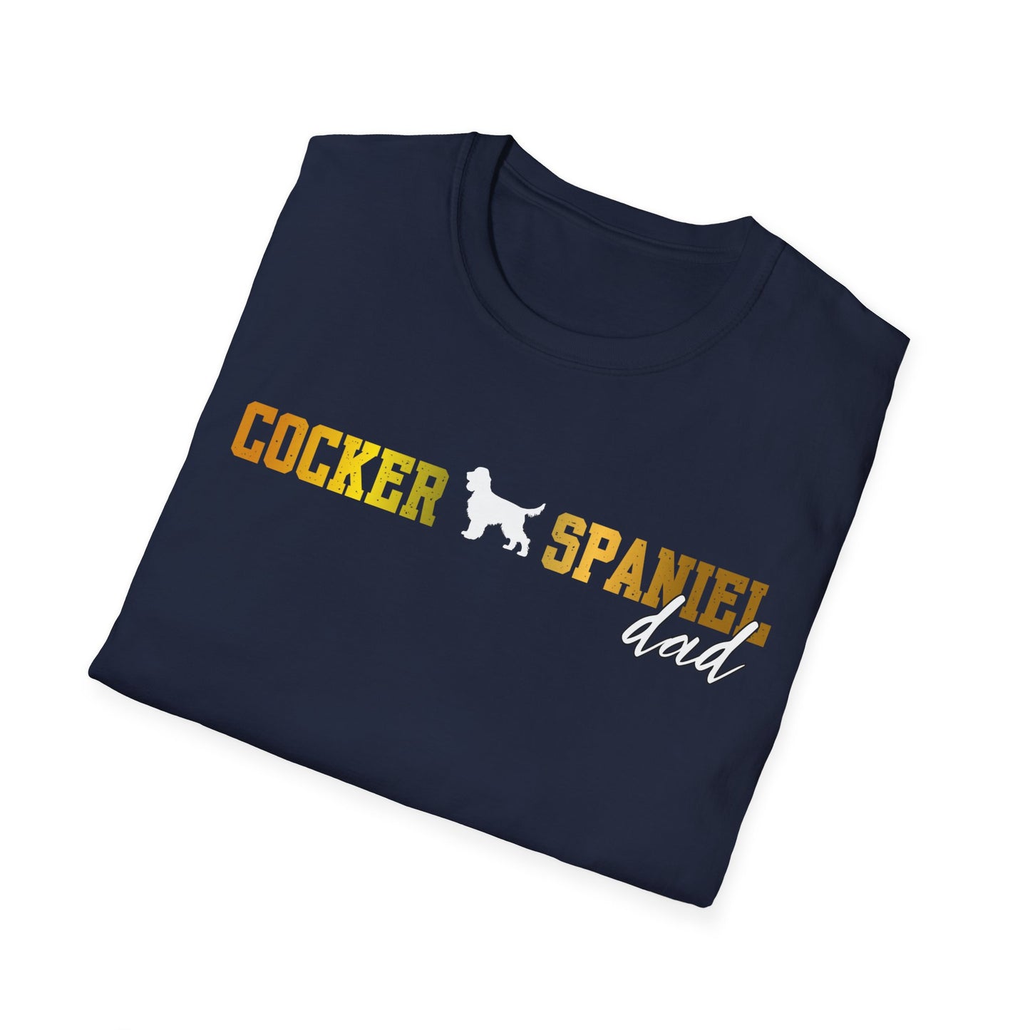 Cocker Spaniel T Shirt – 'Cocker Spaniel Dad' Block Silhouette – Unisex Fit