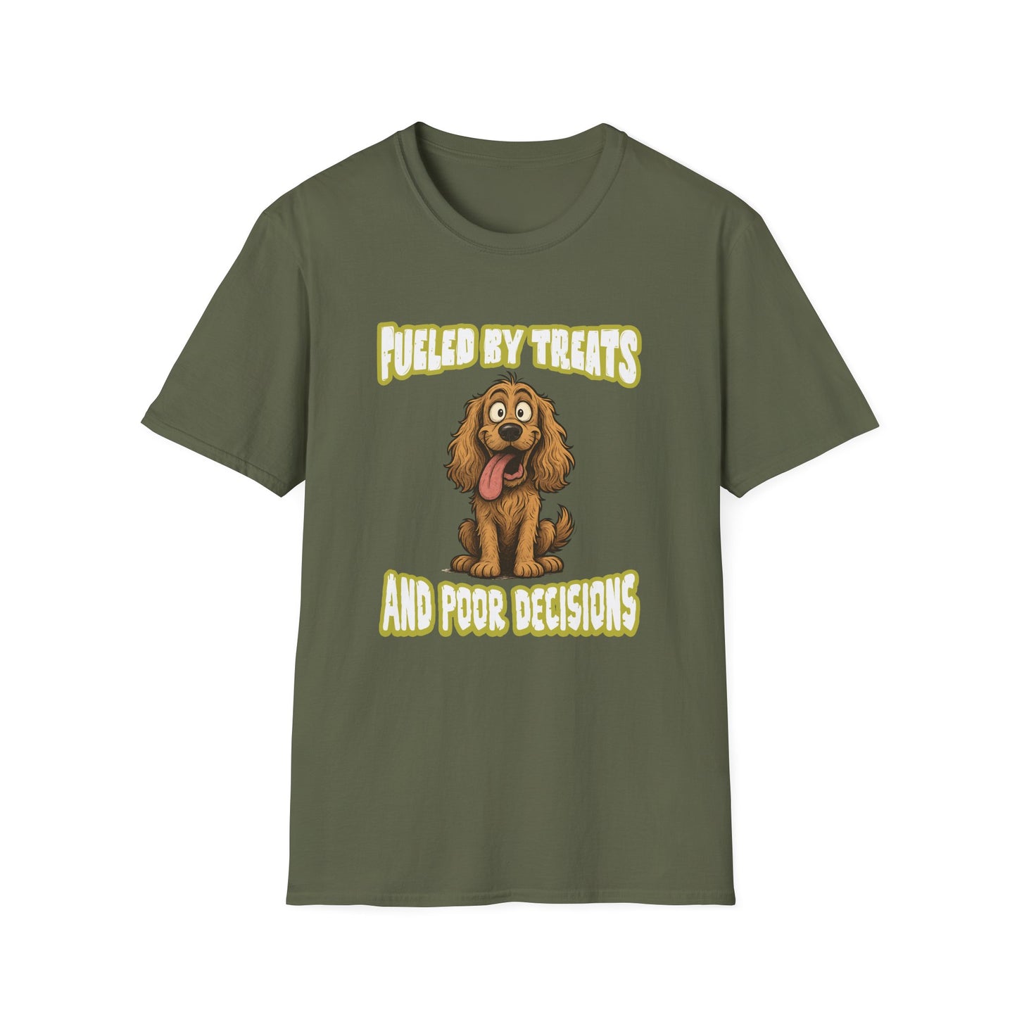 Cocker Spaniel T Shirt – 'Fueled by Treats & Poor Decisions' Cartoon Design – Unisex Fit