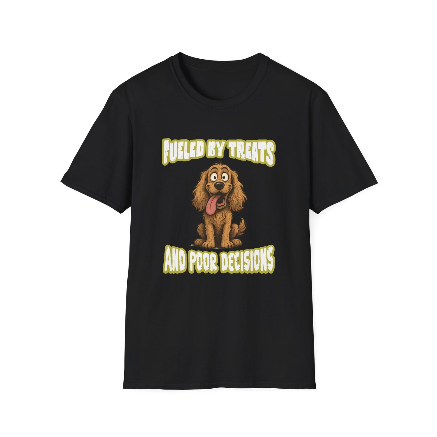 Cocker Spaniel T Shirt – 'Fueled by Treats & Poor Decisions' Cartoon Design – Unisex Fit