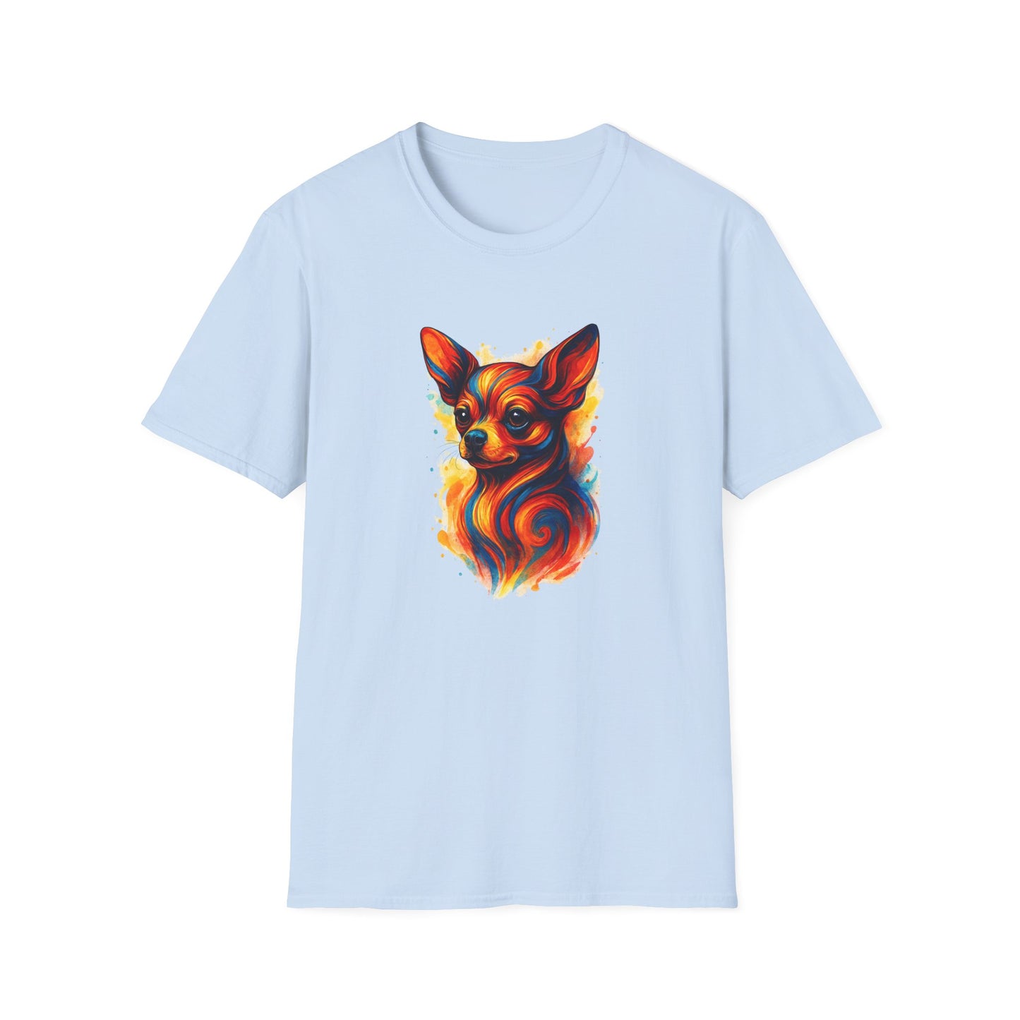 Chihuahua T Shirt – Vibrant Swirl Portrait (Red/Orange Series) – Unisex Fit