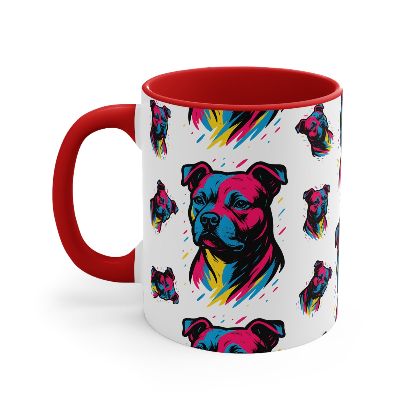 Staffy Mug – 'Neo Pop Repeat' Bold Color Pattern – 11oz