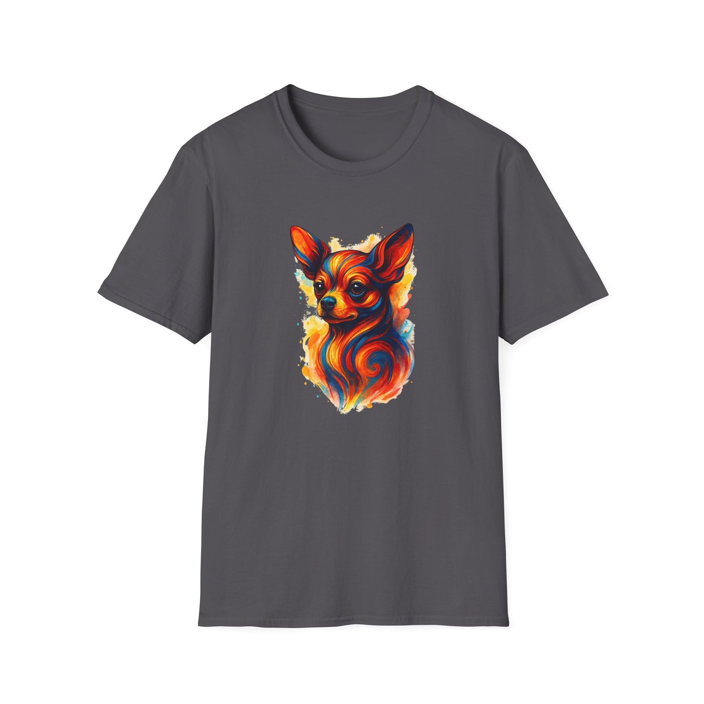 Chihuahua T Shirt – Vibrant Swirl Portrait (Red/Orange Series) – Unisex Fit