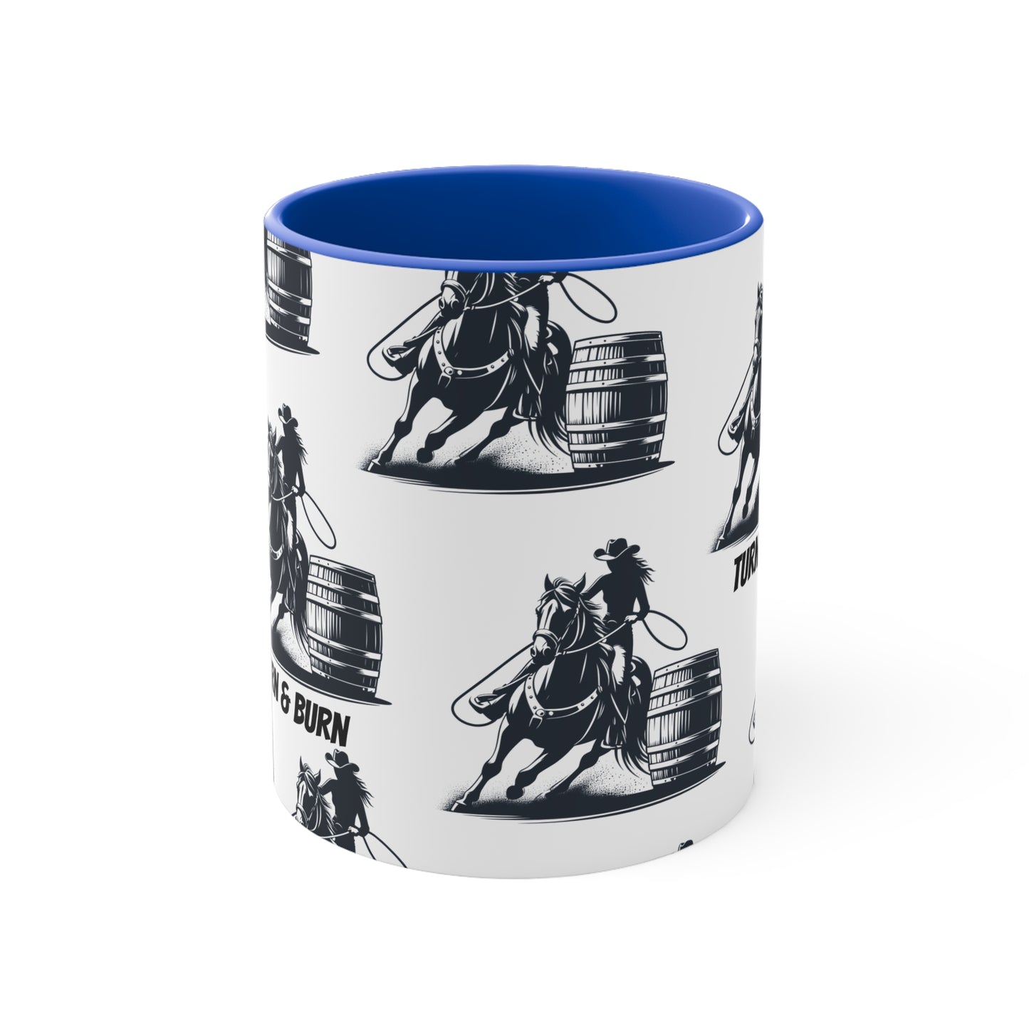 Turn & Burn Mug – Barrel Racing Pattern Design – 11oz
