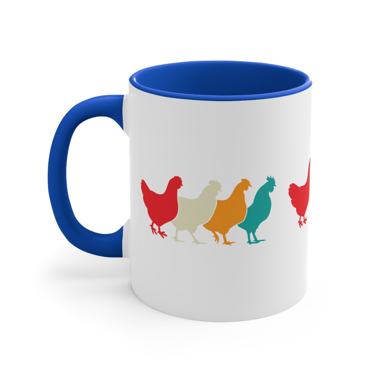 Retro Chicken Mug – Multicolour Farm Silhouette Design – 11oz