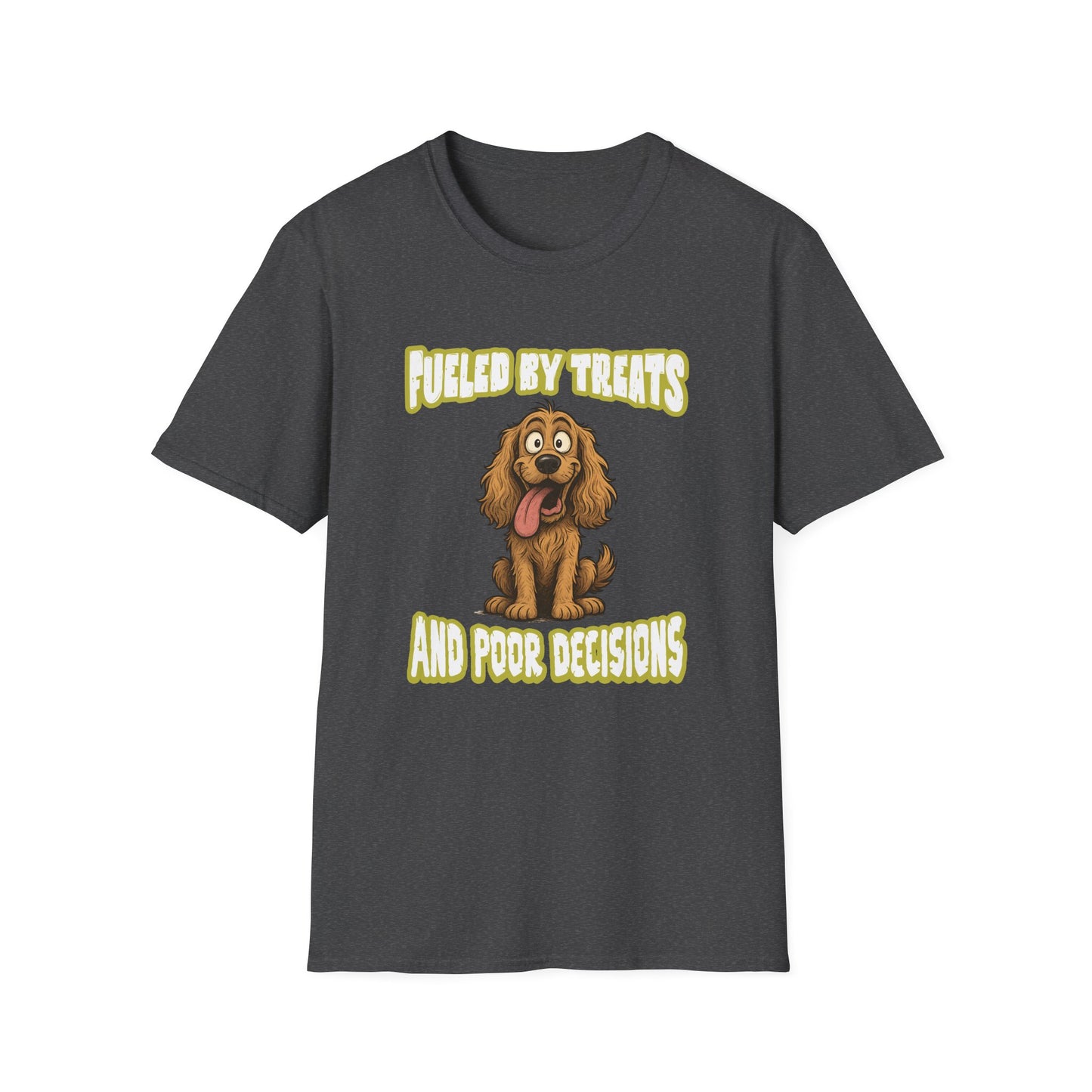 Cocker Spaniel T Shirt – 'Fueled by Treats & Poor Decisions' Cartoon Design – Unisex Fit