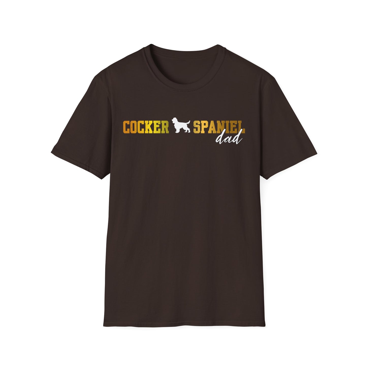 Cocker Spaniel T Shirt – 'Cocker Spaniel Dad' Block Silhouette – Unisex Fit