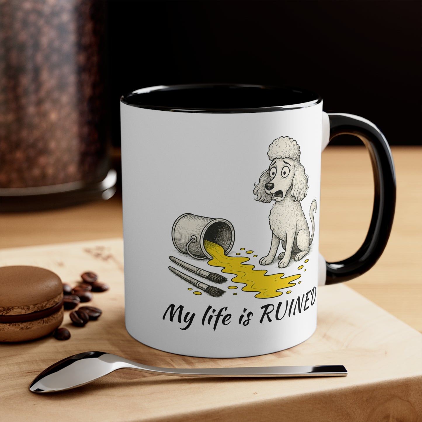 Poodle Mug – 'My Life Is Ruined' Sketch Design – 11oz