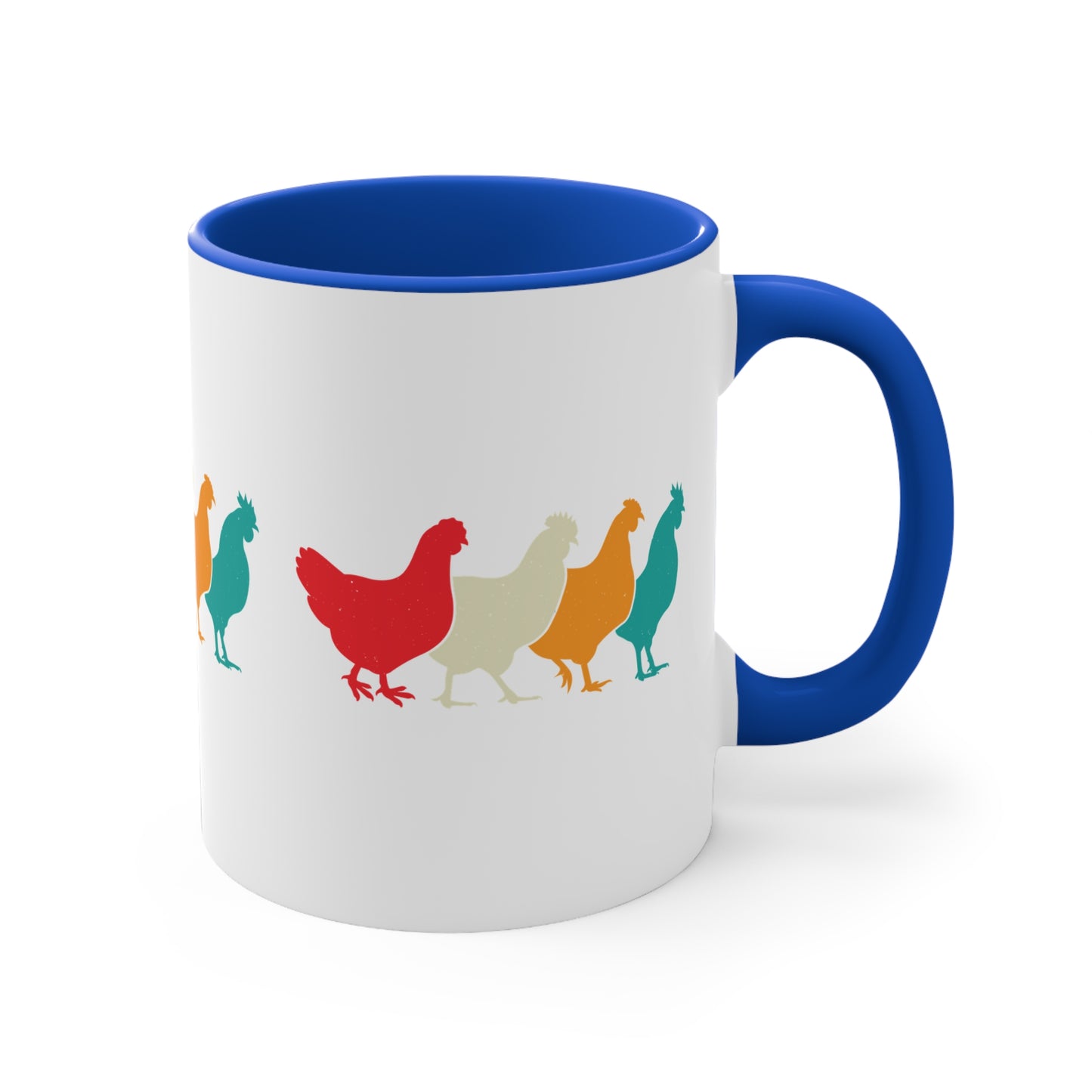Retro Chicken Mug – Multicolour Farm Silhouette Design – 11oz