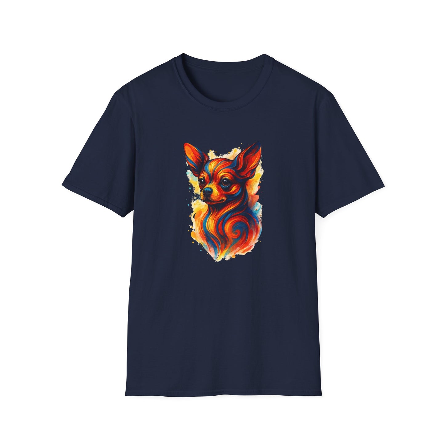 Chihuahua T Shirt – Vibrant Swirl Portrait (Red/Orange Series) – Unisex Fit