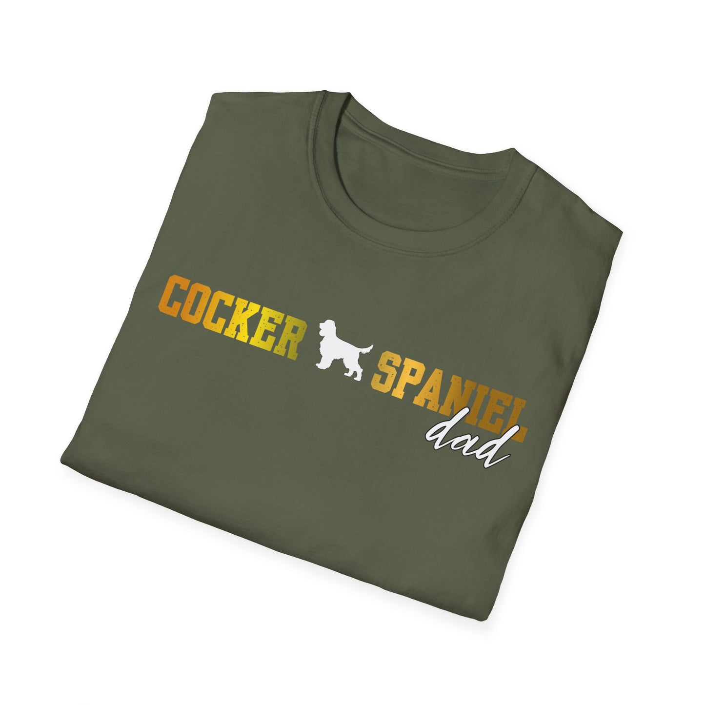 Cocker Spaniel T Shirt – 'Cocker Spaniel Dad' Block Silhouette – Unisex Fit
