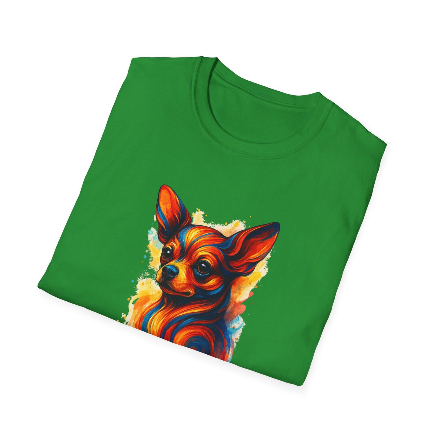 Chihuahua T Shirt – Vibrant Swirl Portrait (Red/Orange Series) – Unisex Fit