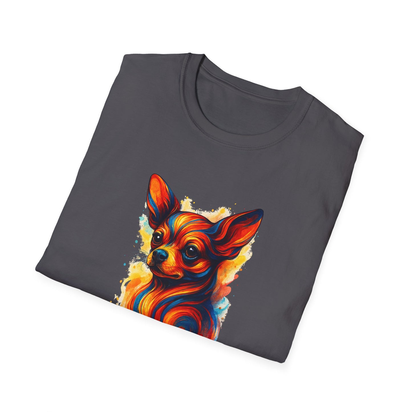 Chihuahua T Shirt – Vibrant Swirl Portrait (Red/Orange Series) – Unisex Fit