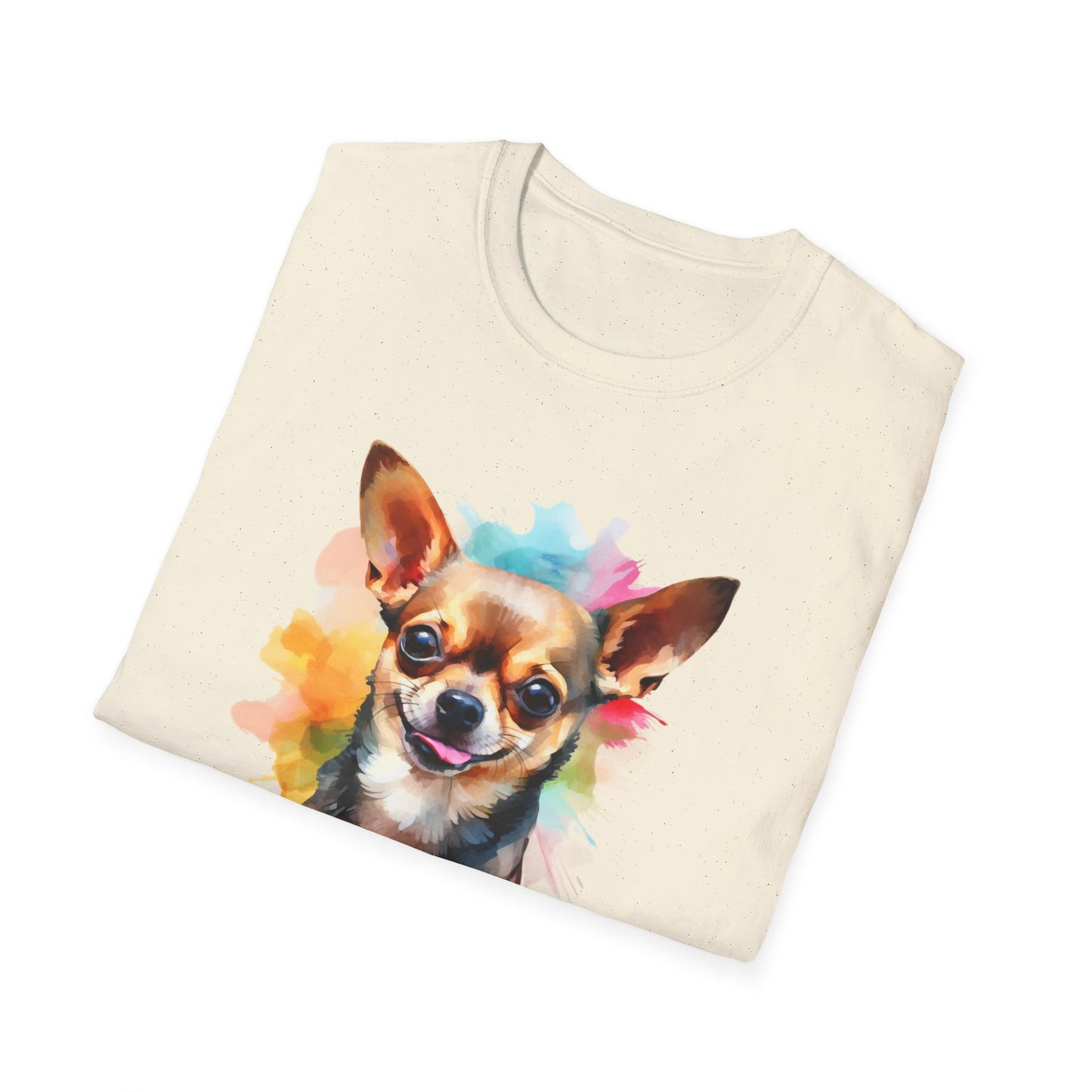 Chihuahua T Shirt – 'Chihuahua Mum' Watercolor Splash Design – Unisex Fit