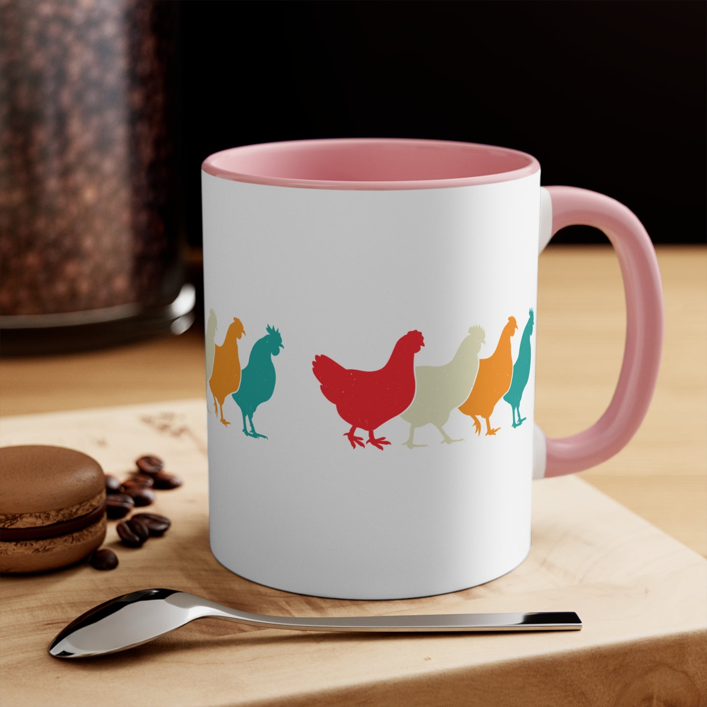 Retro Chicken Mug – Multicolour Farm Silhouette Design – 11oz