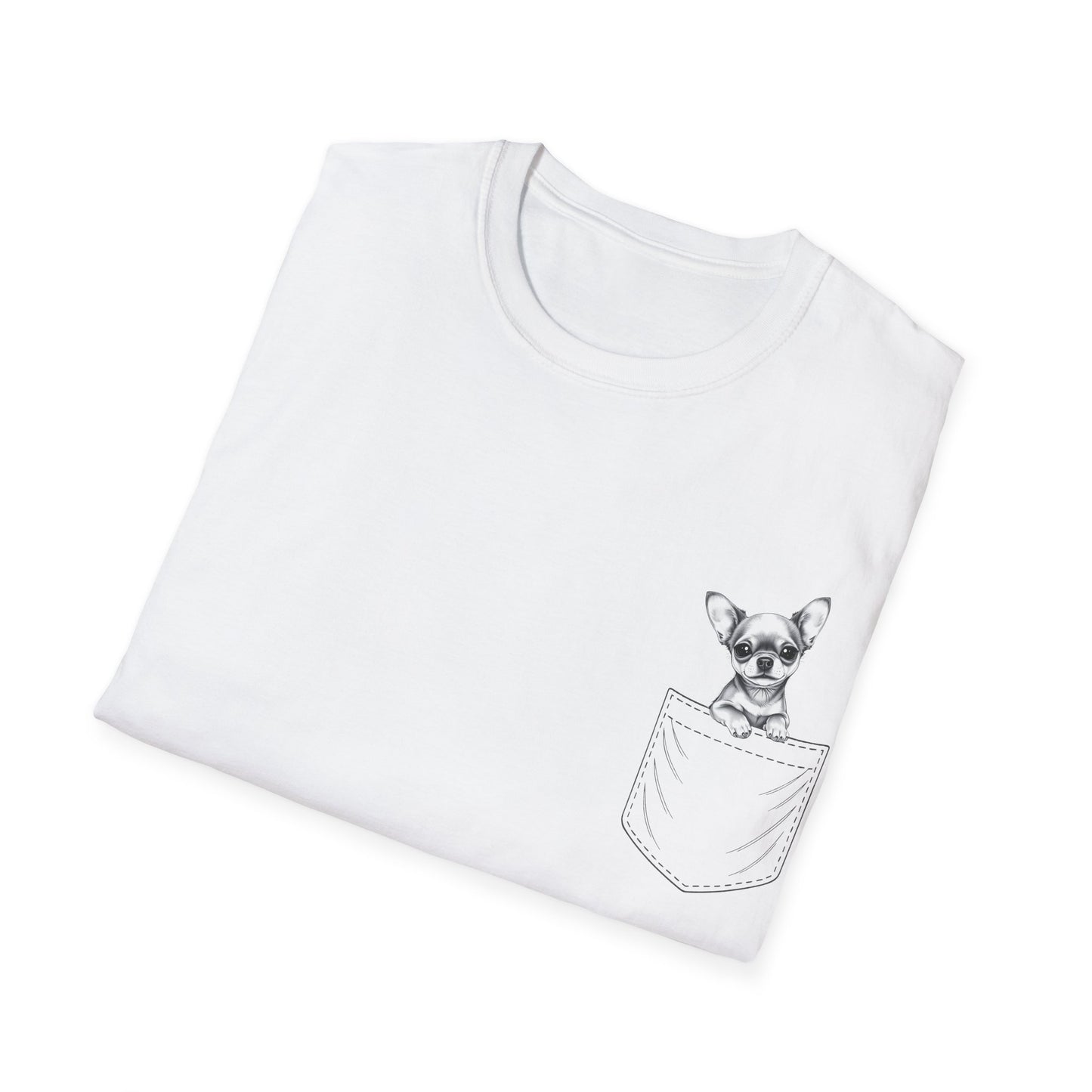 Chihuahua T Shirt – Faux Pocket Sketch Design – Unisex Fit