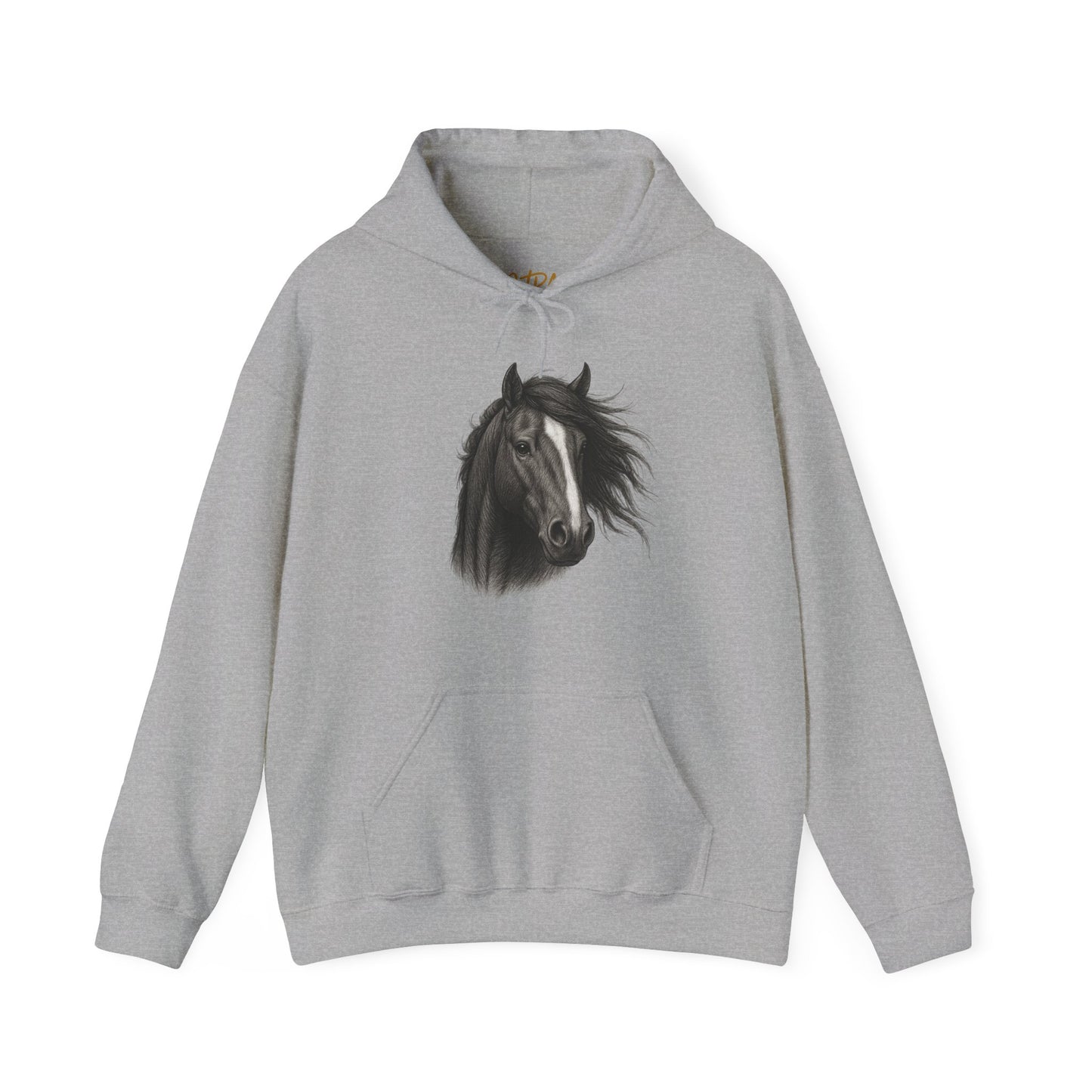 Horse Hoodie – 'Windblown Grace' Sketch Portrait Design – Unisex Fit