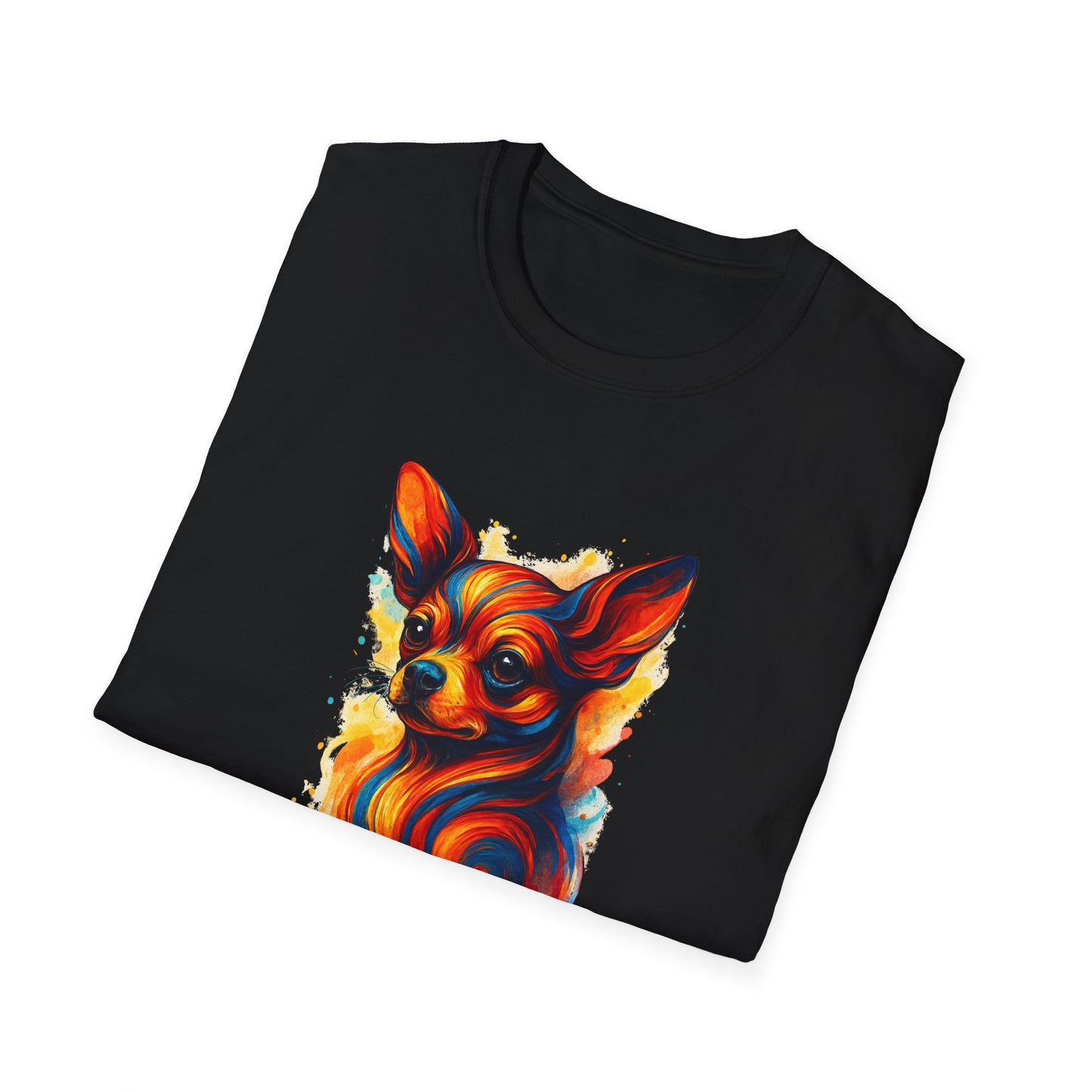 Chihuahua T Shirt – Vibrant Swirl Portrait (Red/Orange Series) – Unisex Fit