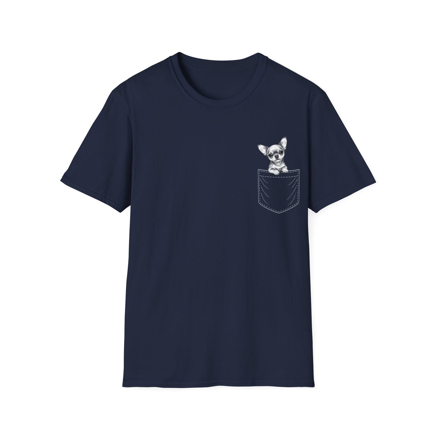 Chihuahua T Shirt – Faux Pocket Sketch Design – Unisex Fit
