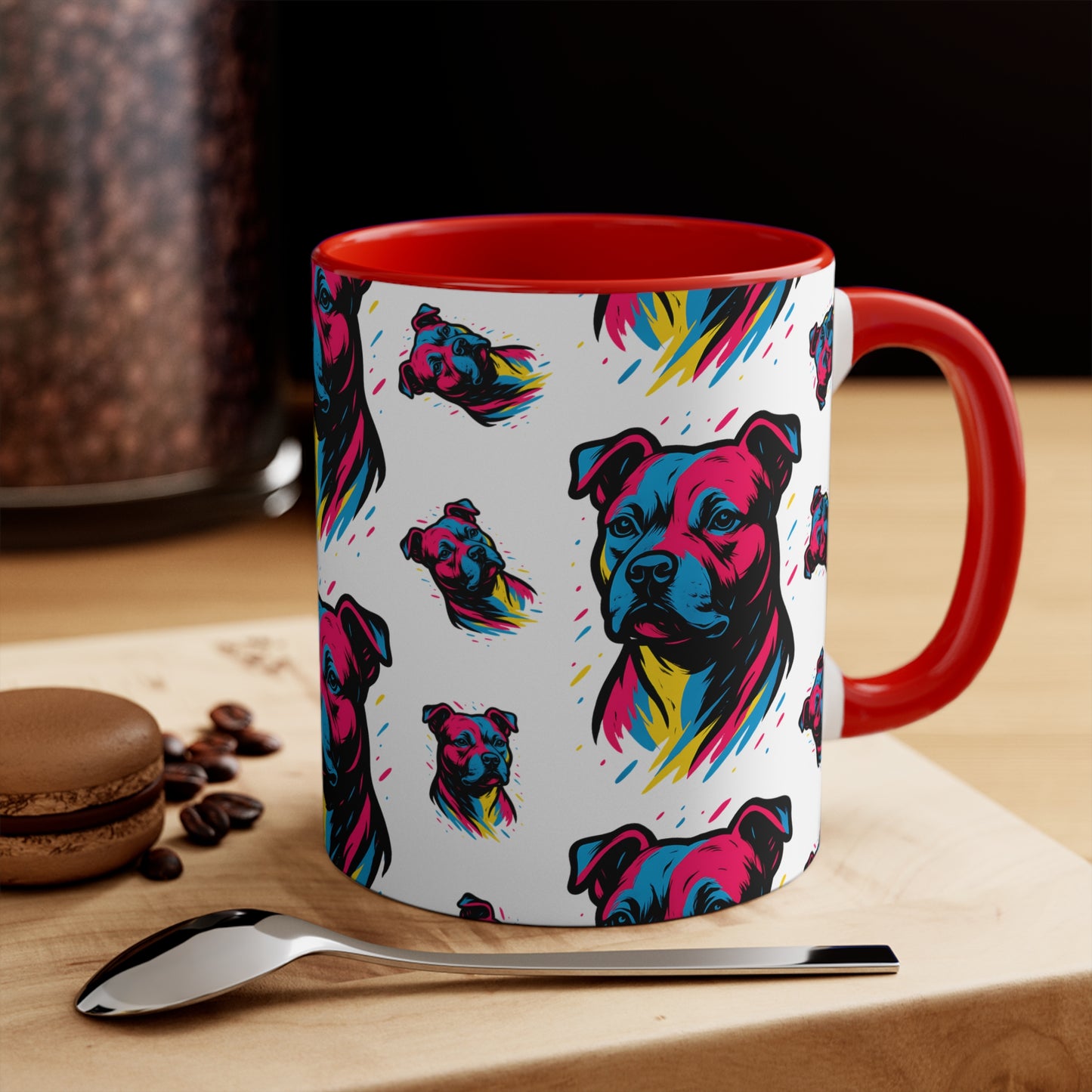 Staffy Mug – 'Neo Pop Repeat' Bold Color Pattern – 11oz