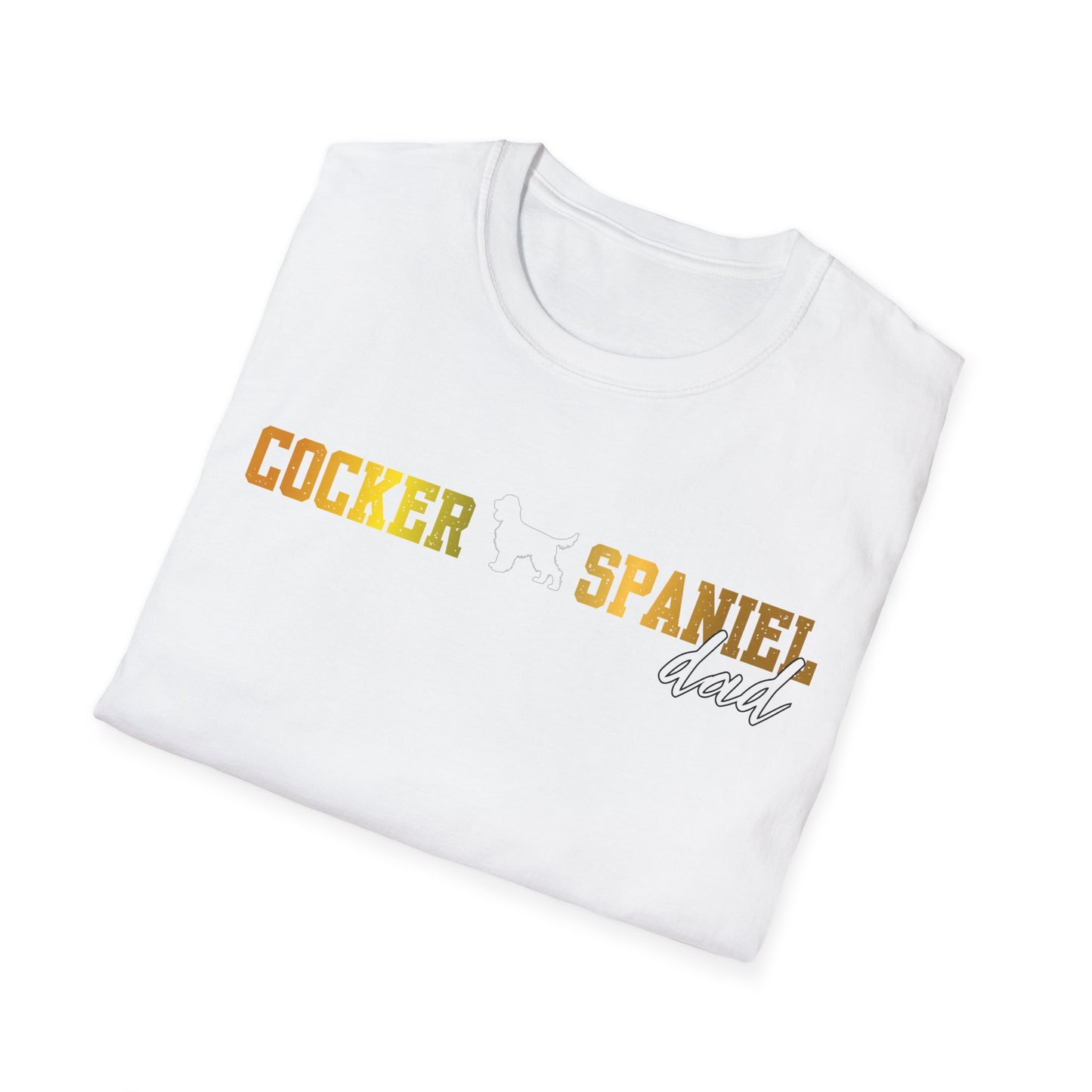 Cocker Spaniel T Shirt – 'Cocker Spaniel Dad' Block Silhouette – Unisex Fit