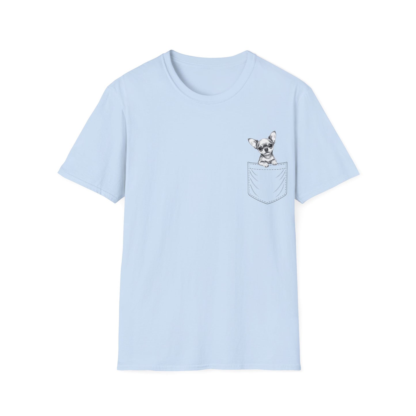 Chihuahua T Shirt – Faux Pocket Sketch Design – Unisex Fit