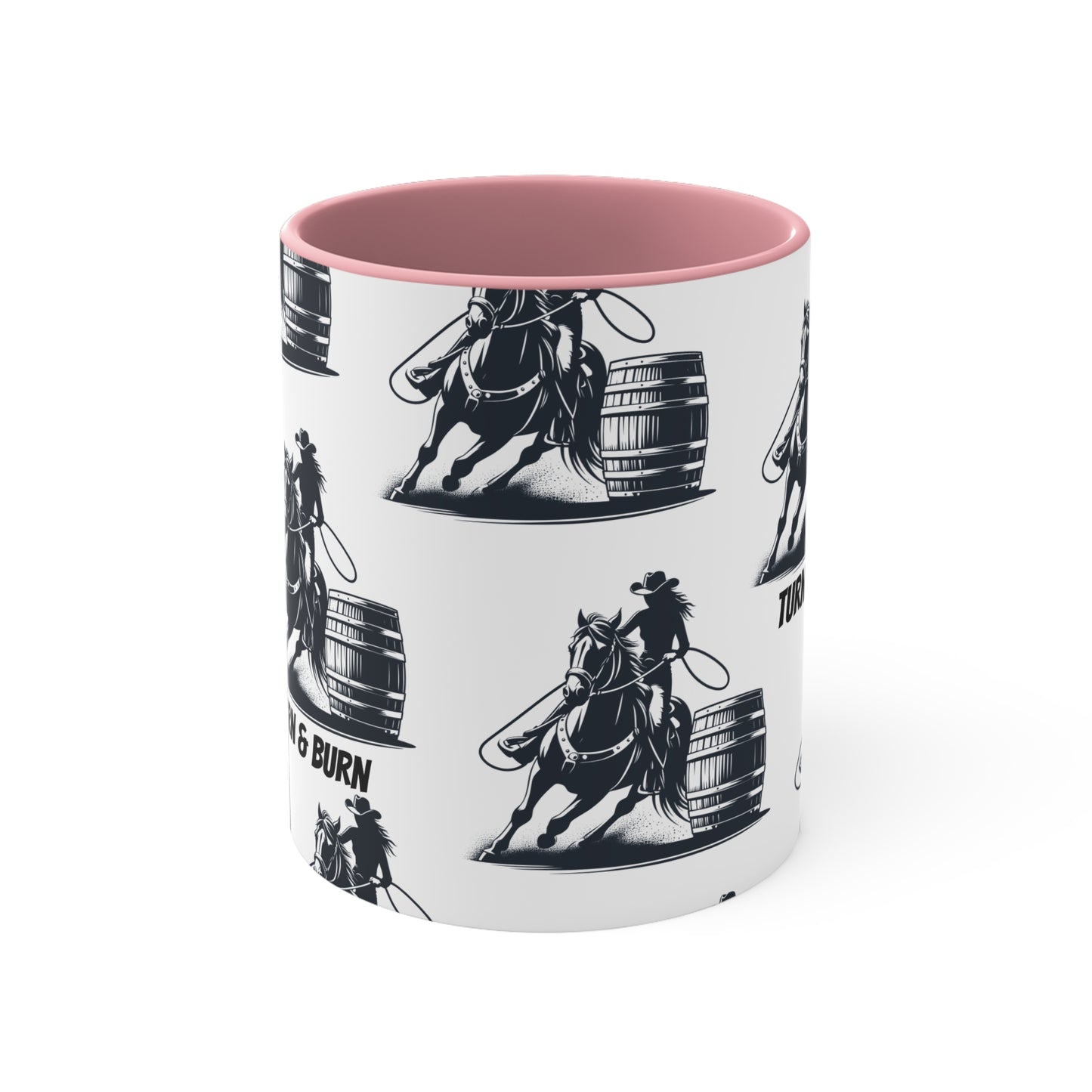 Turn & Burn Mug – Barrel Racing Pattern Design – 11oz