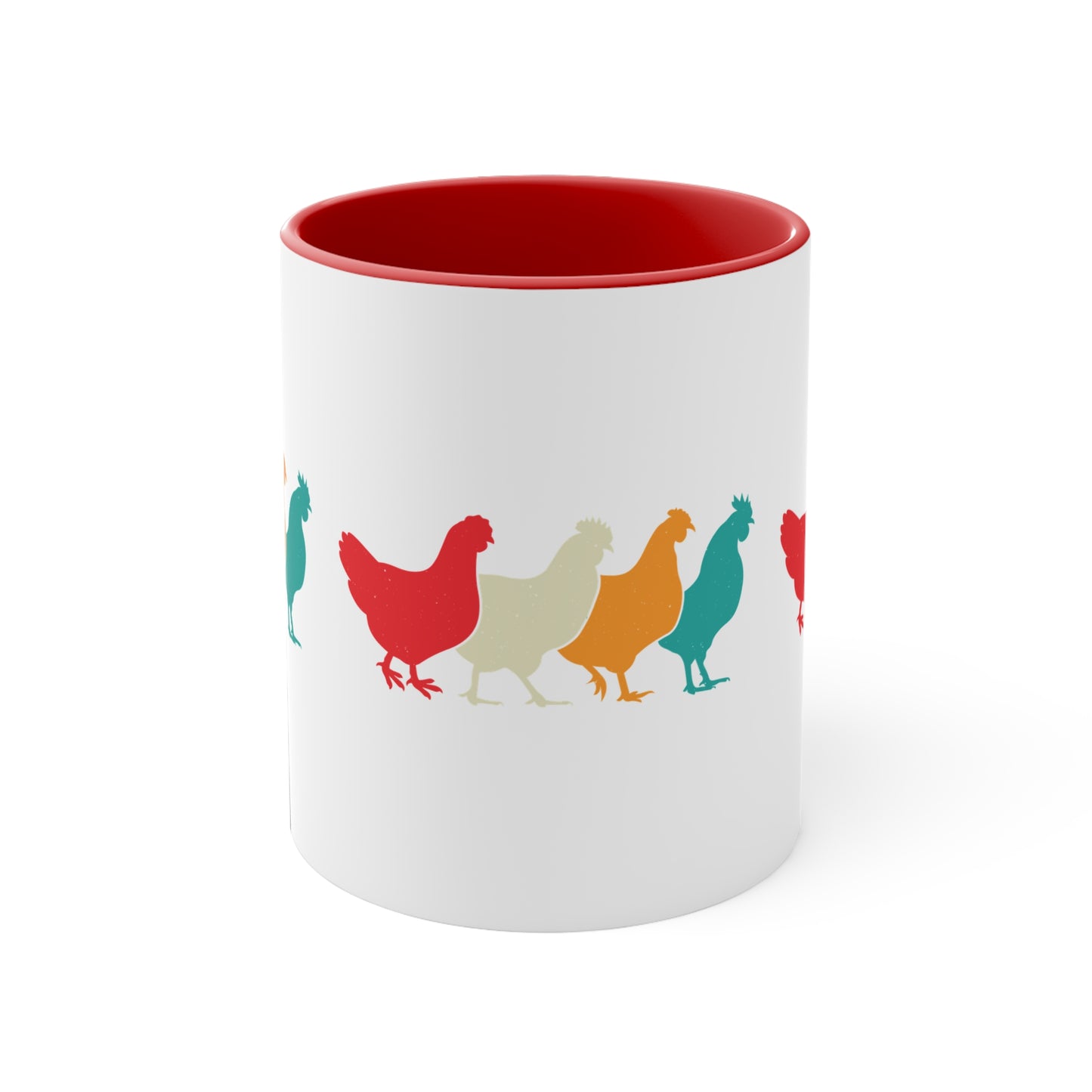 Retro Chicken Mug – Multicolour Farm Silhouette Design – 11oz