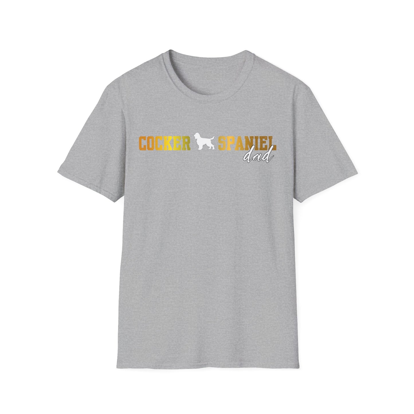 Cocker Spaniel T Shirt – 'Cocker Spaniel Dad' Block Silhouette – Unisex Fit