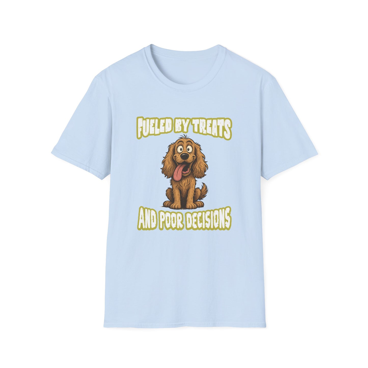 Cocker Spaniel T Shirt – 'Fueled by Treats & Poor Decisions' Cartoon Design – Unisex Fit