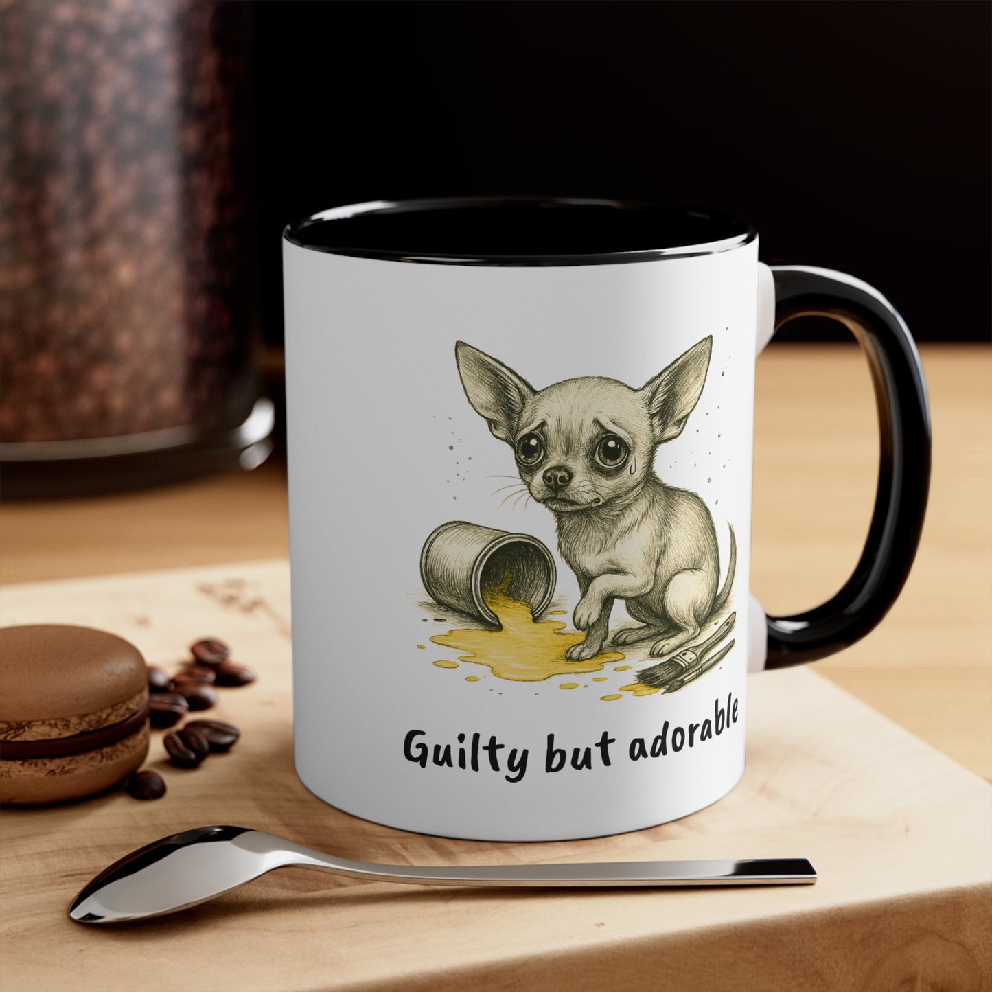 Chihuahua Mug – 'Guilty but Adorable' Sketch Design – 11oz