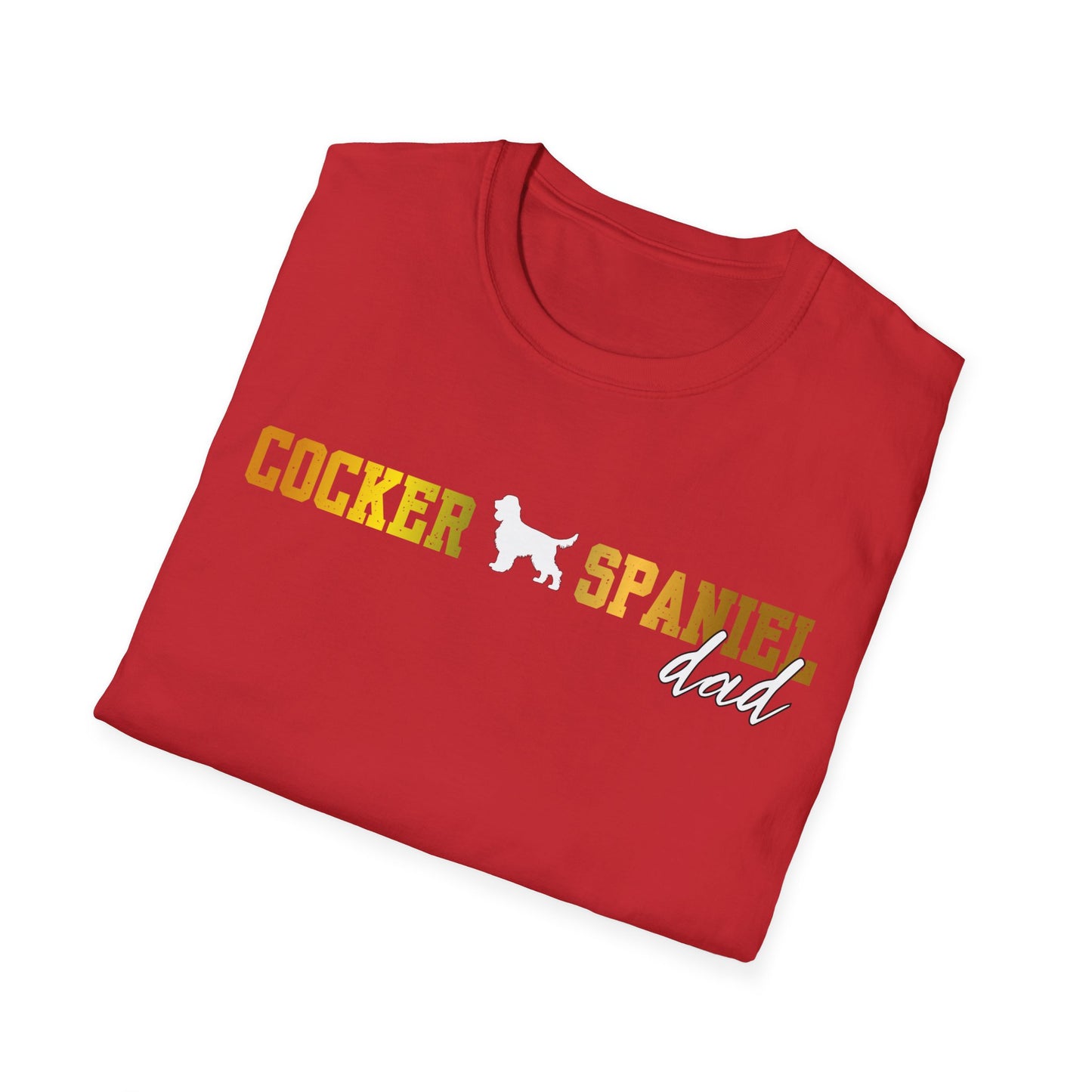 Cocker Spaniel T Shirt – 'Cocker Spaniel Dad' Block Silhouette – Unisex Fit