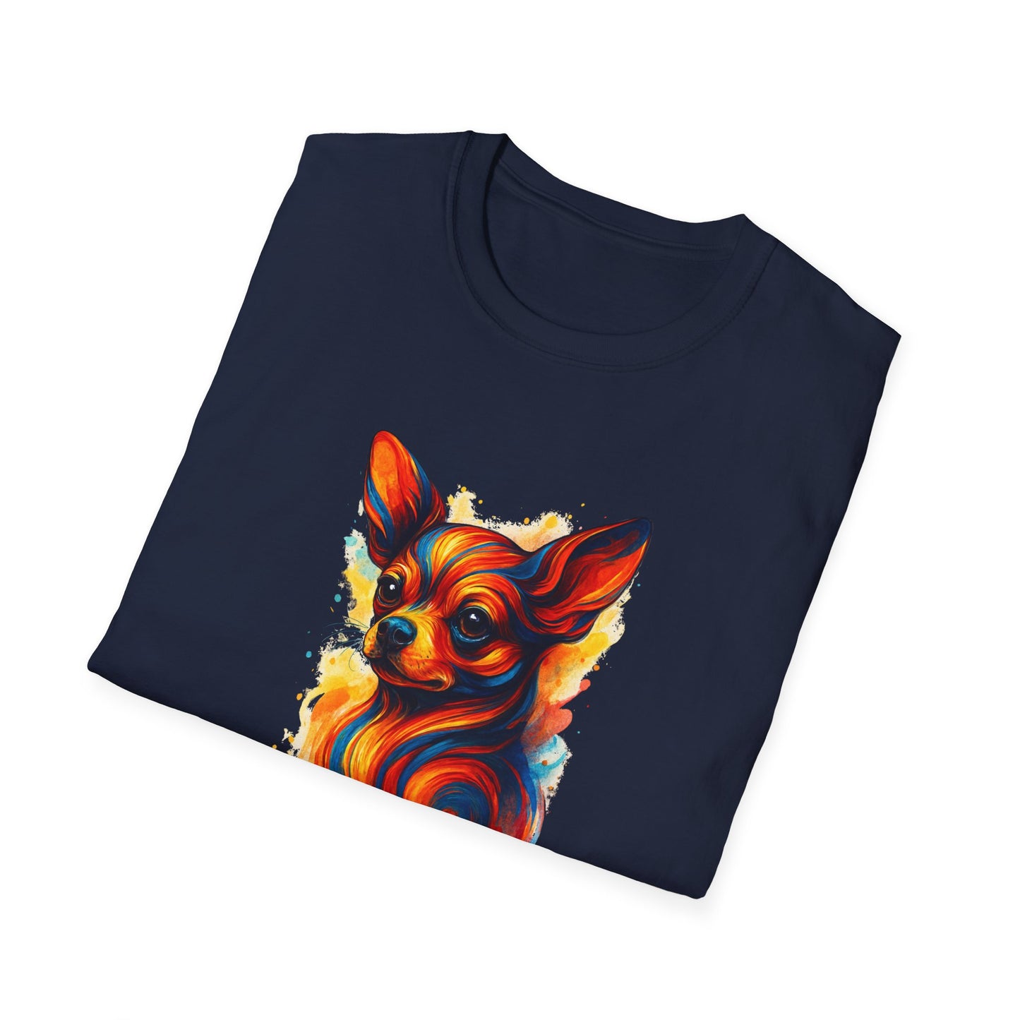 Chihuahua T Shirt – Vibrant Swirl Portrait (Red/Orange Series) – Unisex Fit