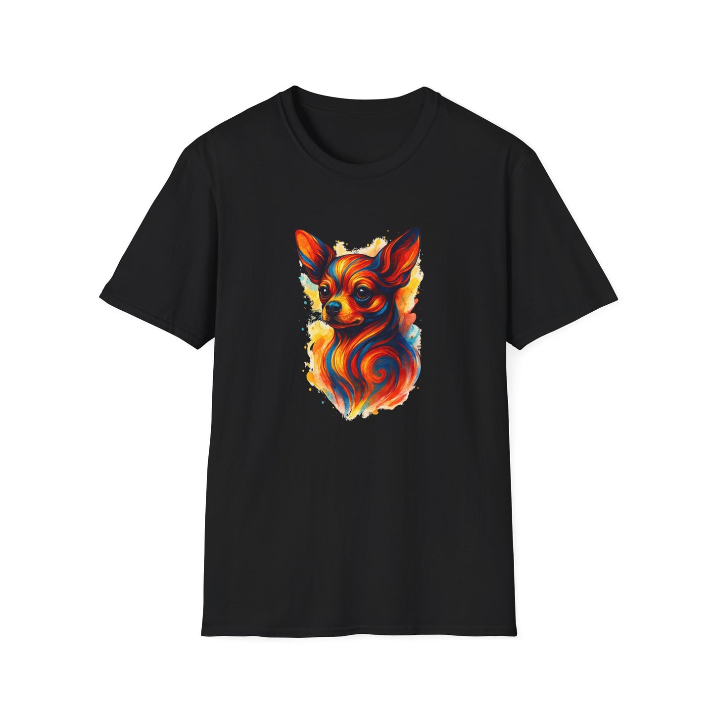 Chihuahua T Shirt – Vibrant Swirl Portrait (Red/Orange Series) – Unisex Fit