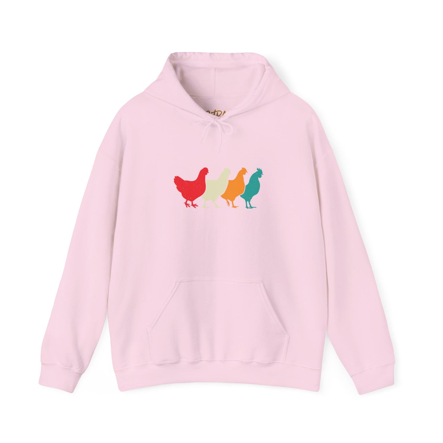 Chicken Hoodie – 'Rainbow Silhouettes' Repeat Pattern Design – Unisex Fit