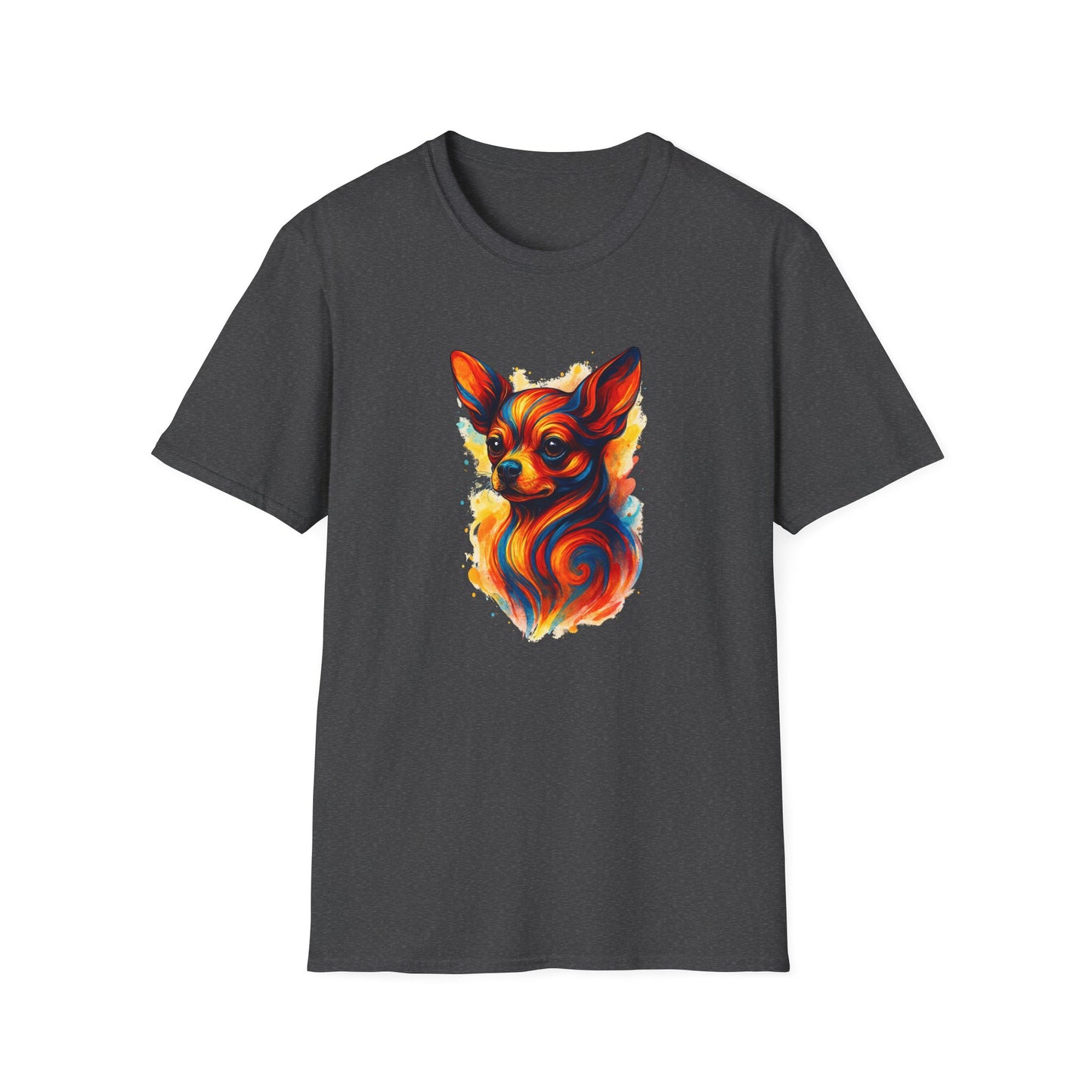 Chihuahua T Shirt – Vibrant Swirl Portrait (Red/Orange Series) – Unisex Fit
