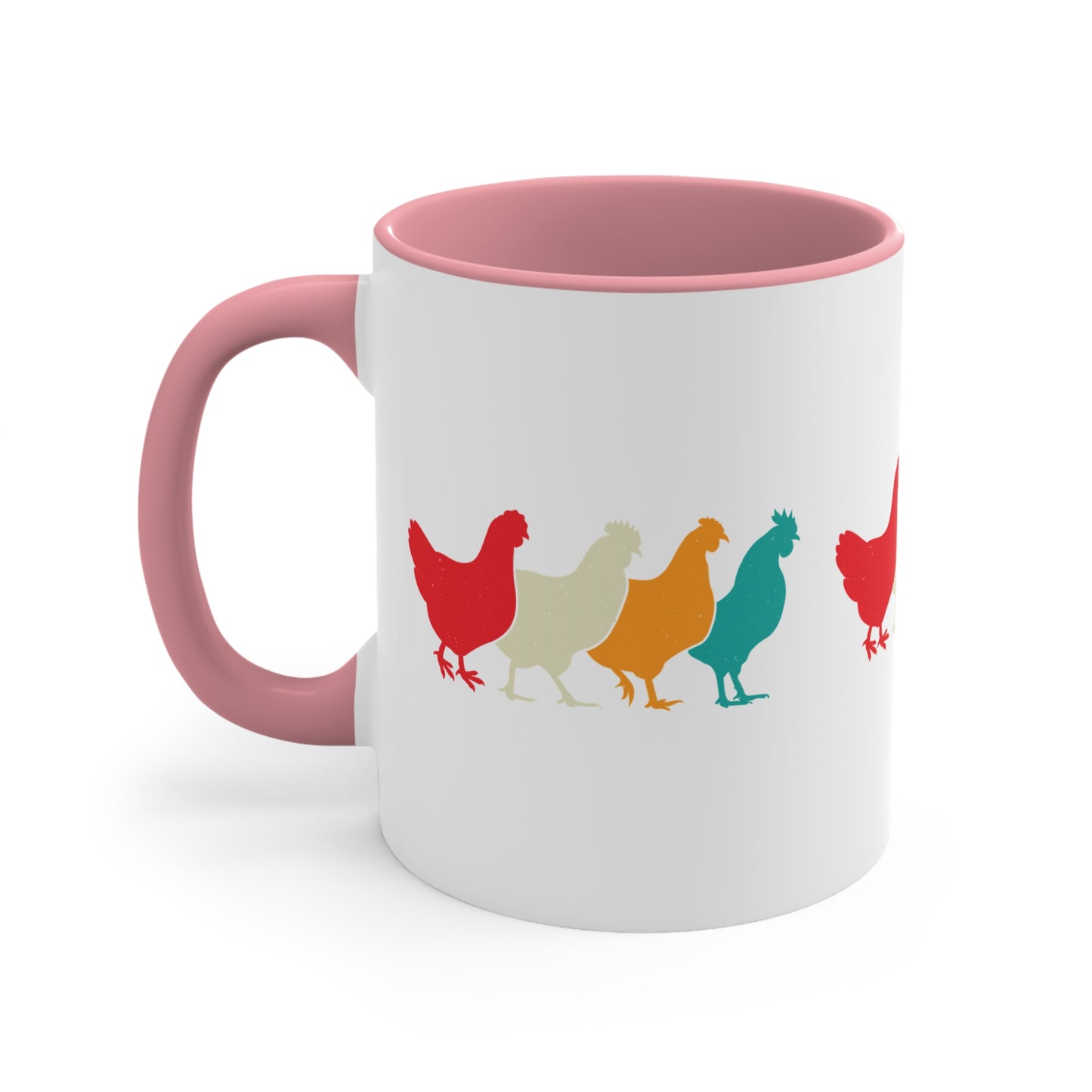 Retro Chicken Mug – Multicolour Farm Silhouette Design – 11oz