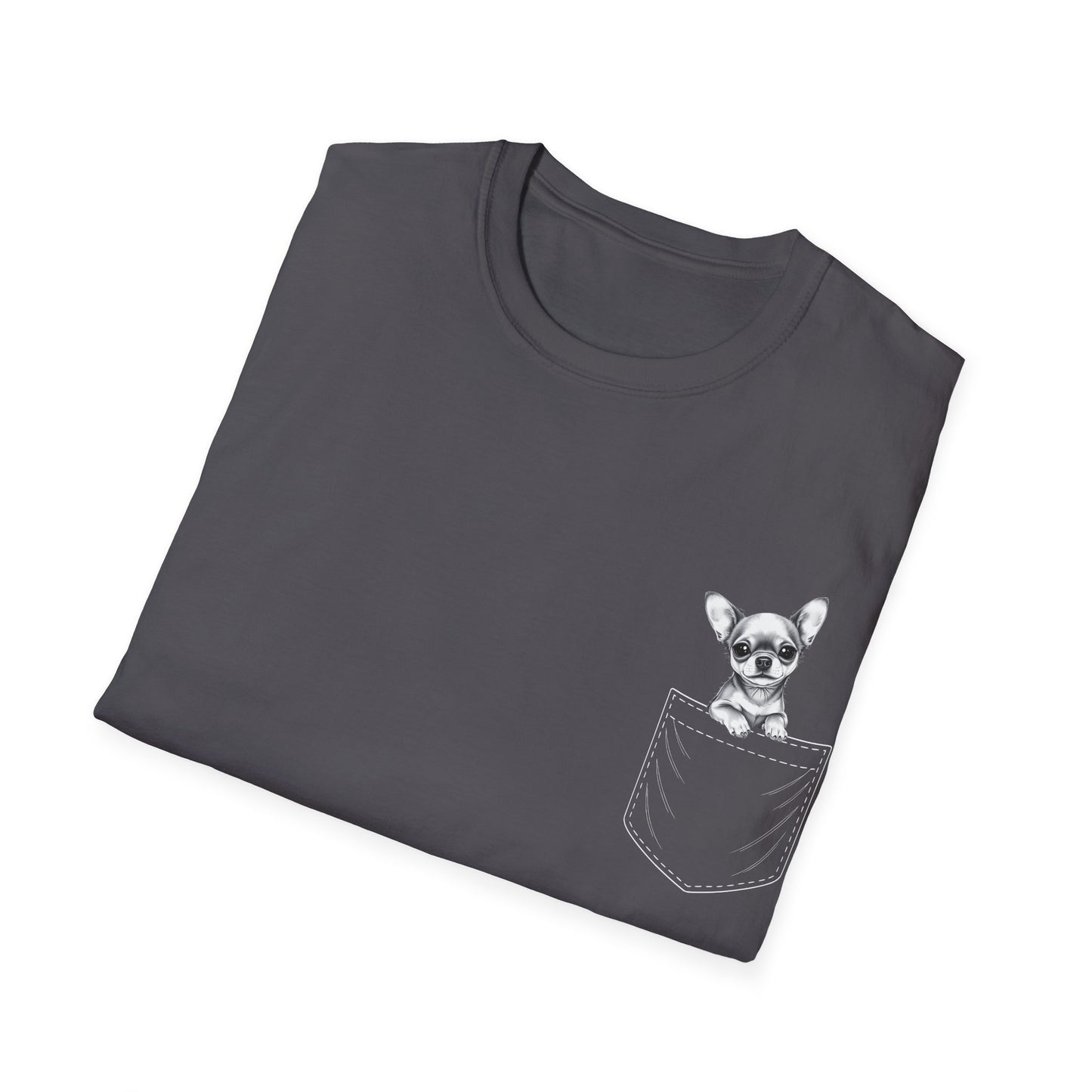 Chihuahua T Shirt – Faux Pocket Sketch Design – Unisex Fit
