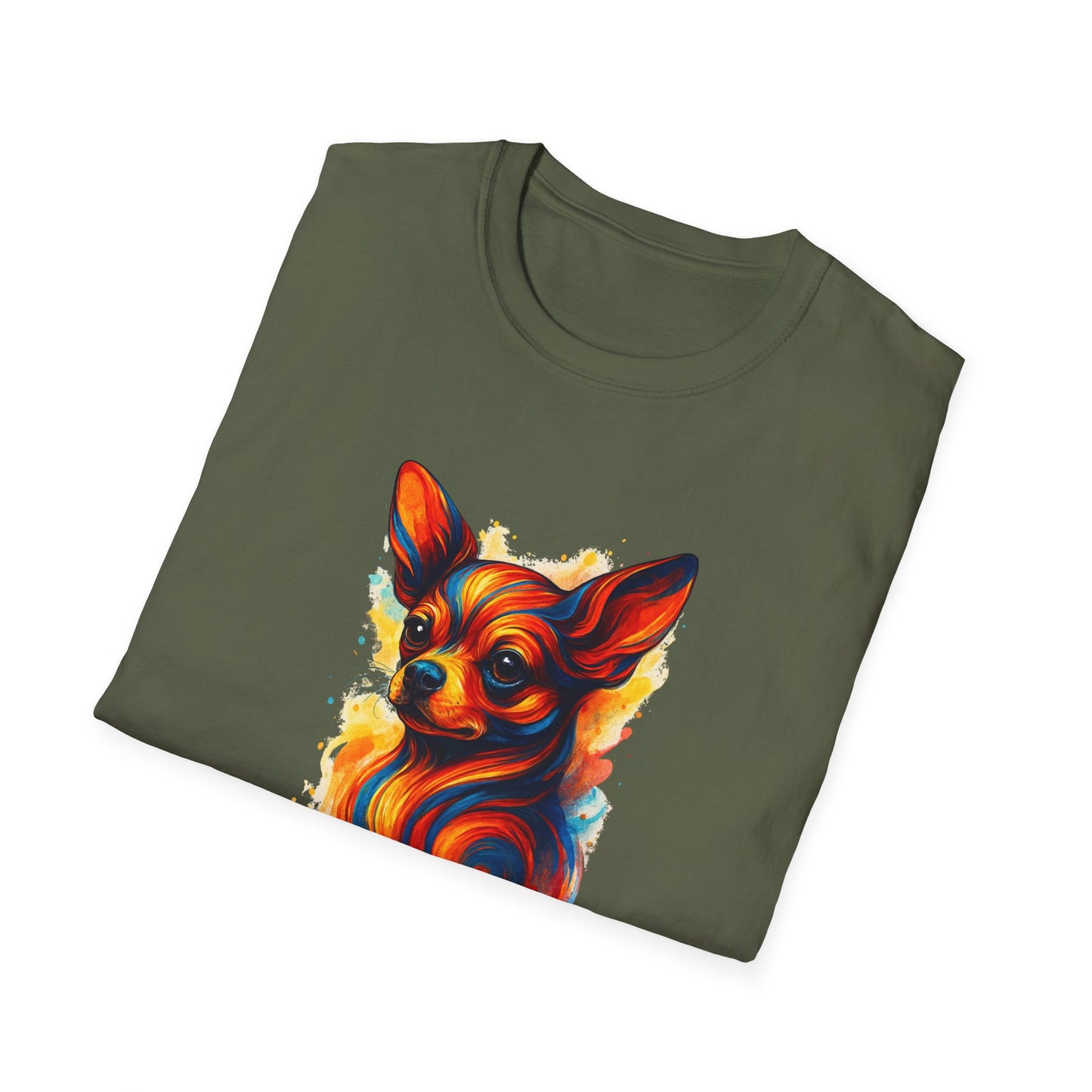 Chihuahua T Shirt – Vibrant Swirl Portrait (Red/Orange Series) – Unisex Fit