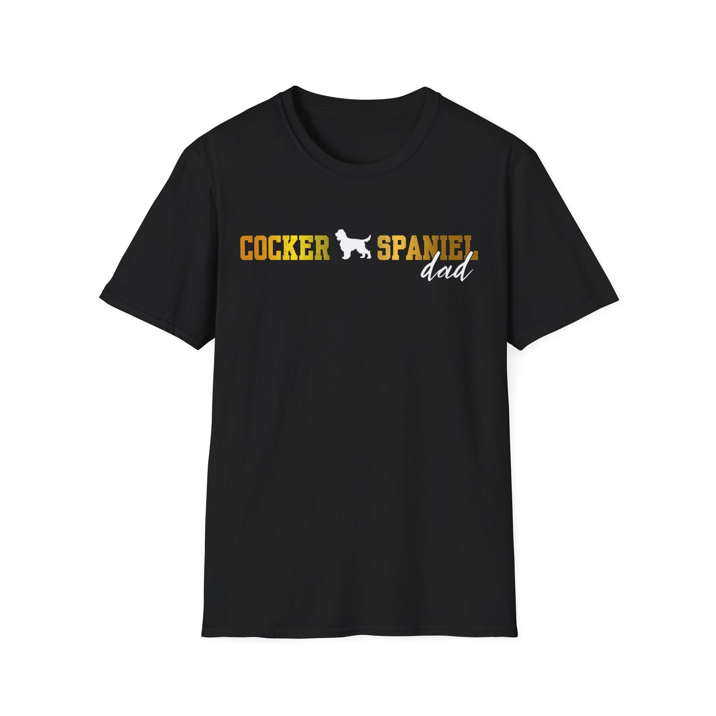 Cocker Spaniel T Shirt – 'Cocker Spaniel Dad' Block Silhouette – Unisex Fit