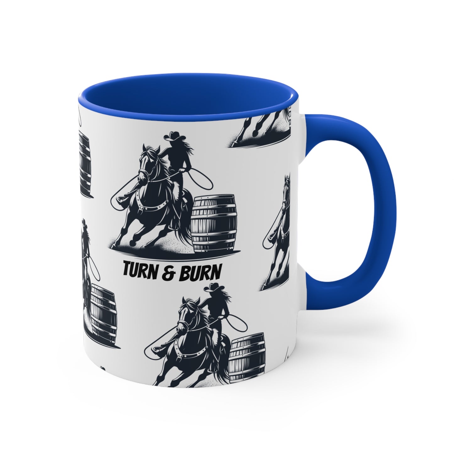 Turn & Burn Mug – Barrel Racing Pattern Design – 11oz