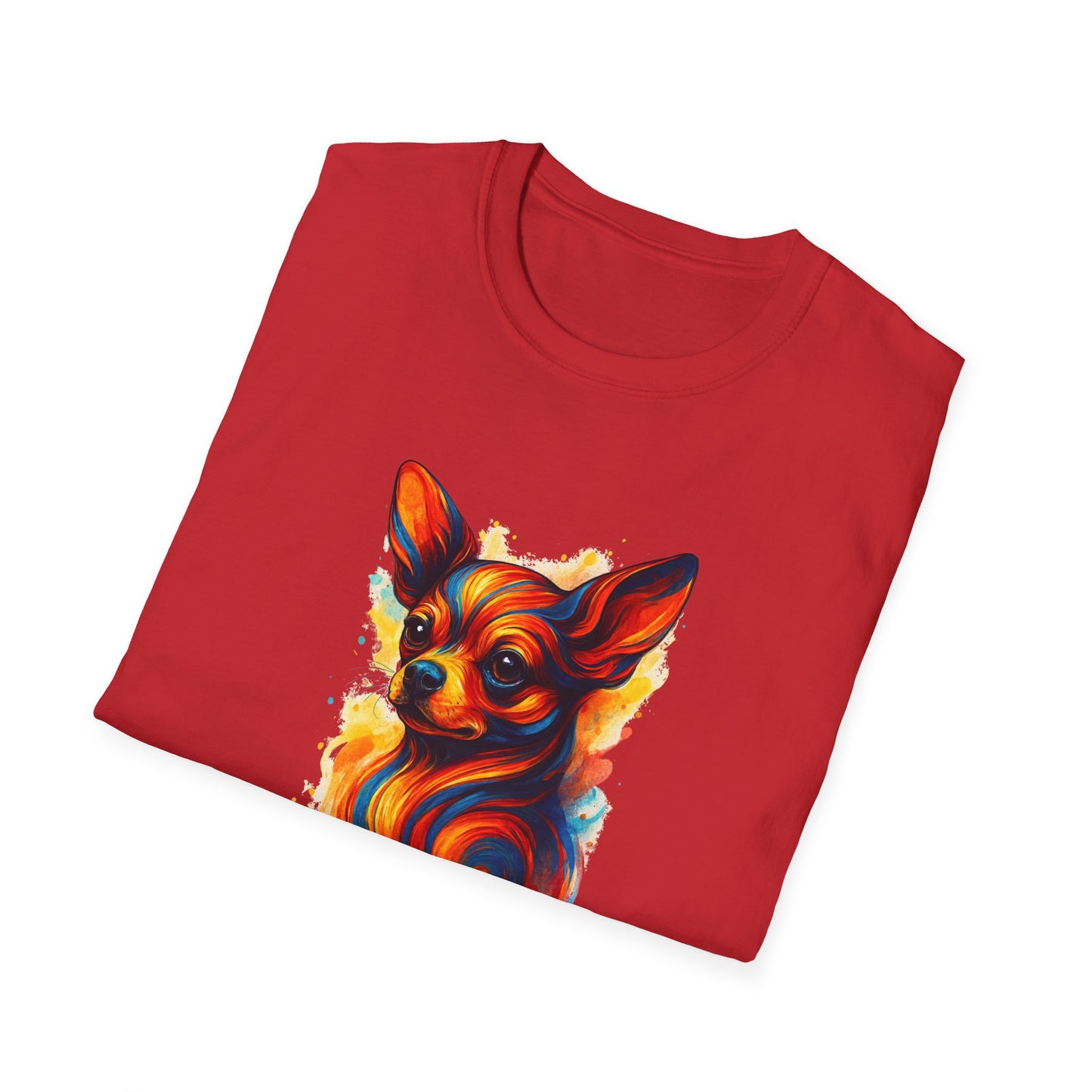 Chihuahua T Shirt – Vibrant Swirl Portrait (Red/Orange Series) – Unisex Fit