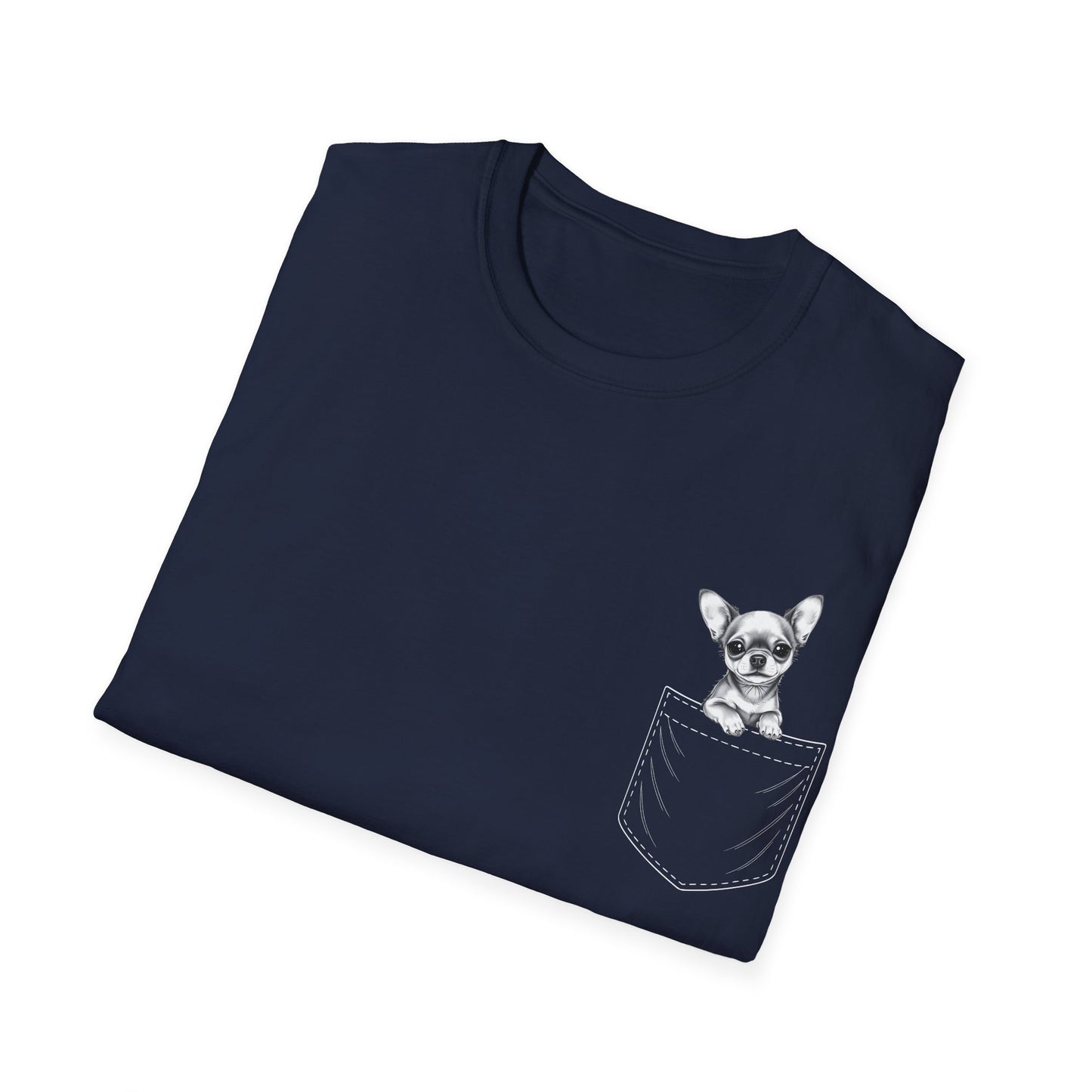 Chihuahua T Shirt – Faux Pocket Sketch Design – Unisex Fit