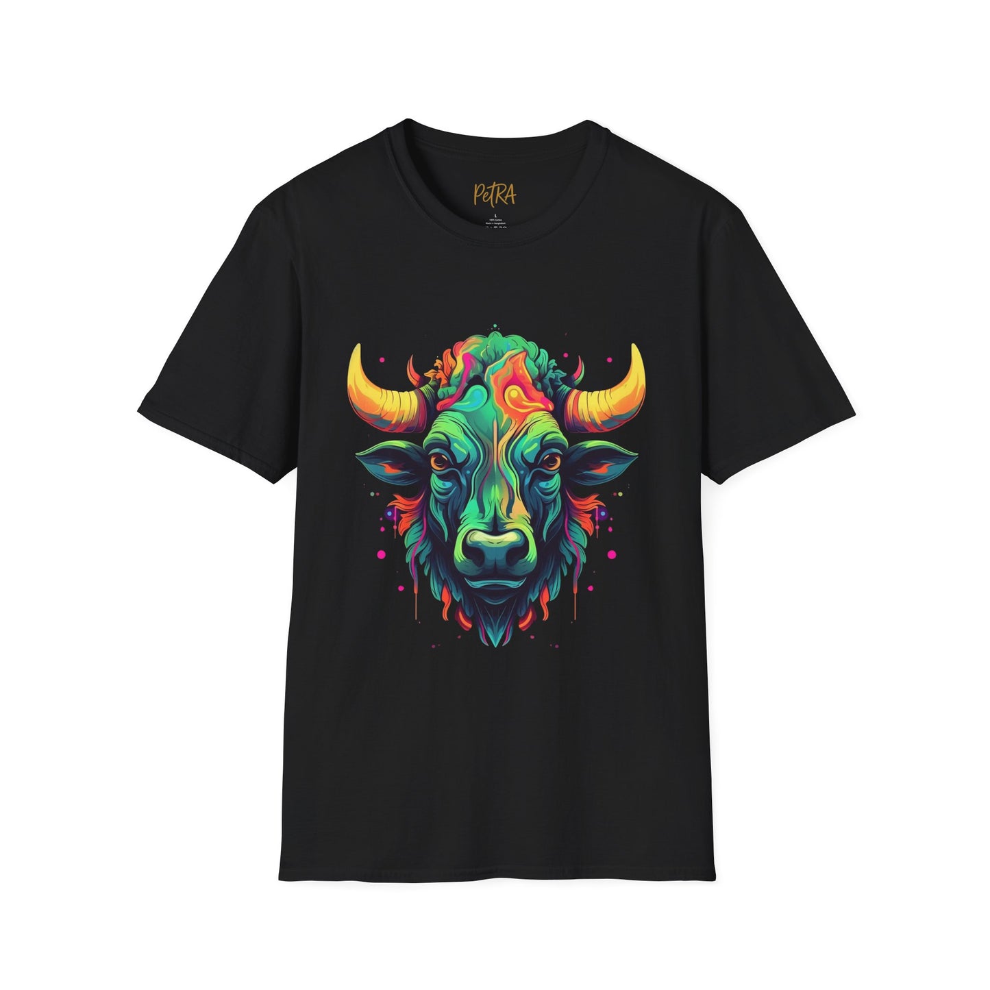 Bull Head Tee – 'Neon Country' Art Design – Unisex Fit