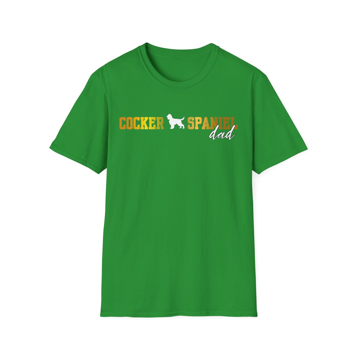 Cocker Spaniel T Shirt – 'Cocker Spaniel Dad' Block Silhouette – Unisex Fit
