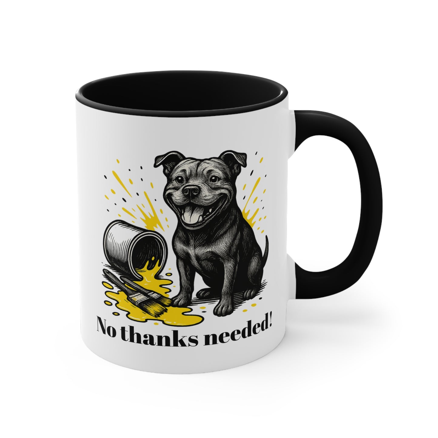 Staffy Mug – 'No Thanks Needed!' Sketch Design – 11oz