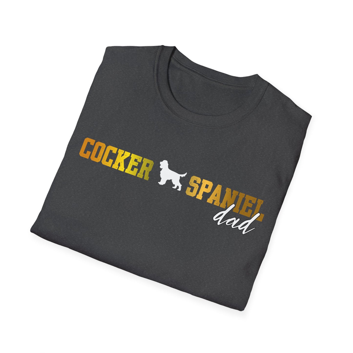 Cocker Spaniel T Shirt – 'Cocker Spaniel Dad' Block Silhouette – Unisex Fit