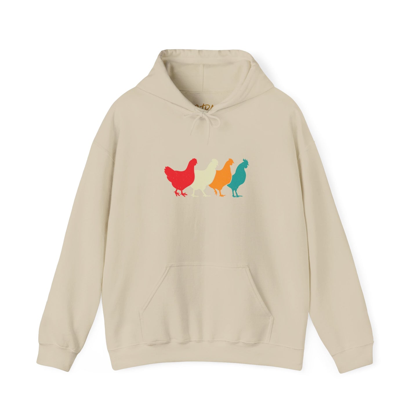 Chicken Hoodie – 'Rainbow Silhouettes' Repeat Pattern Design – Unisex Fit