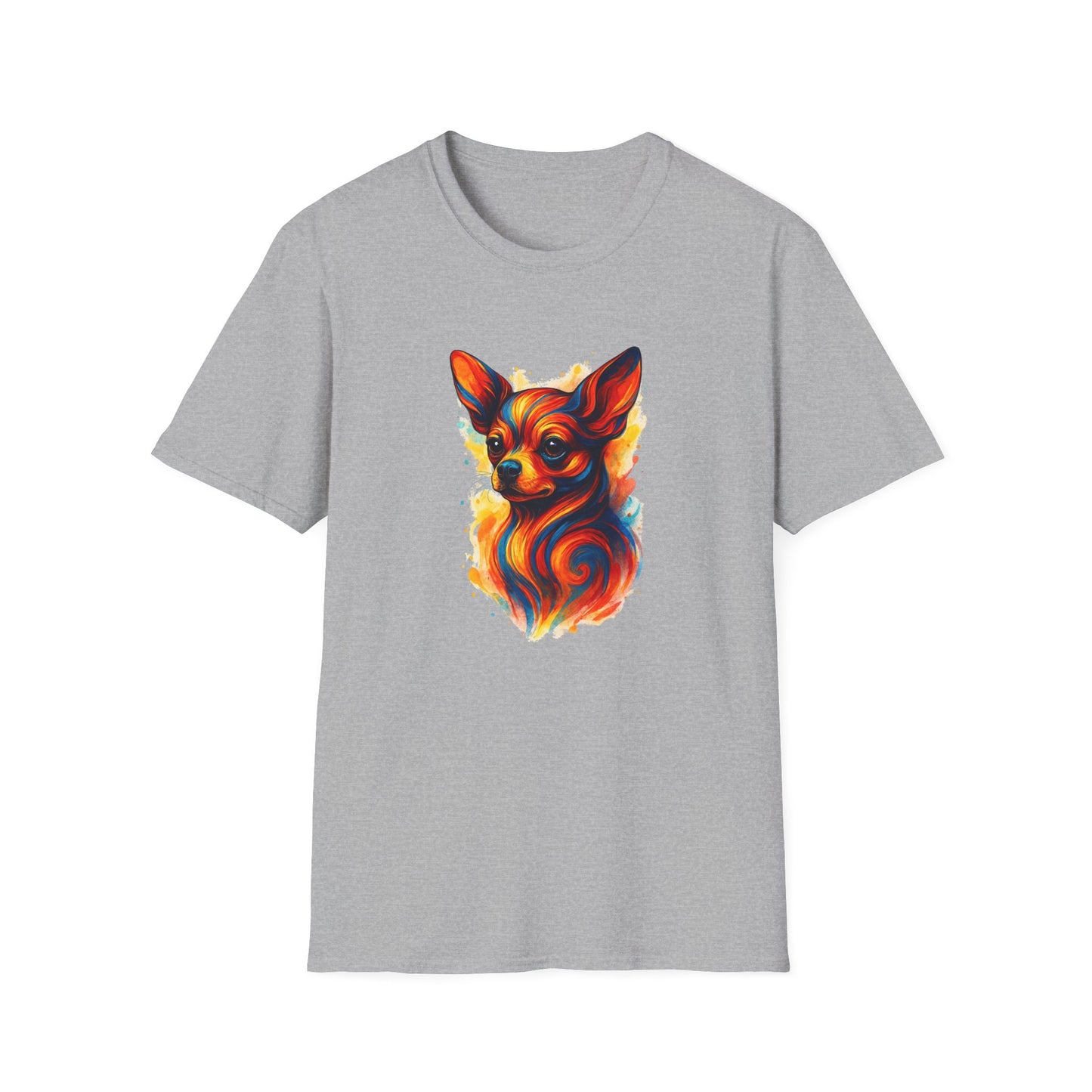 Chihuahua T Shirt – Vibrant Swirl Portrait (Red/Orange Series) – Unisex Fit